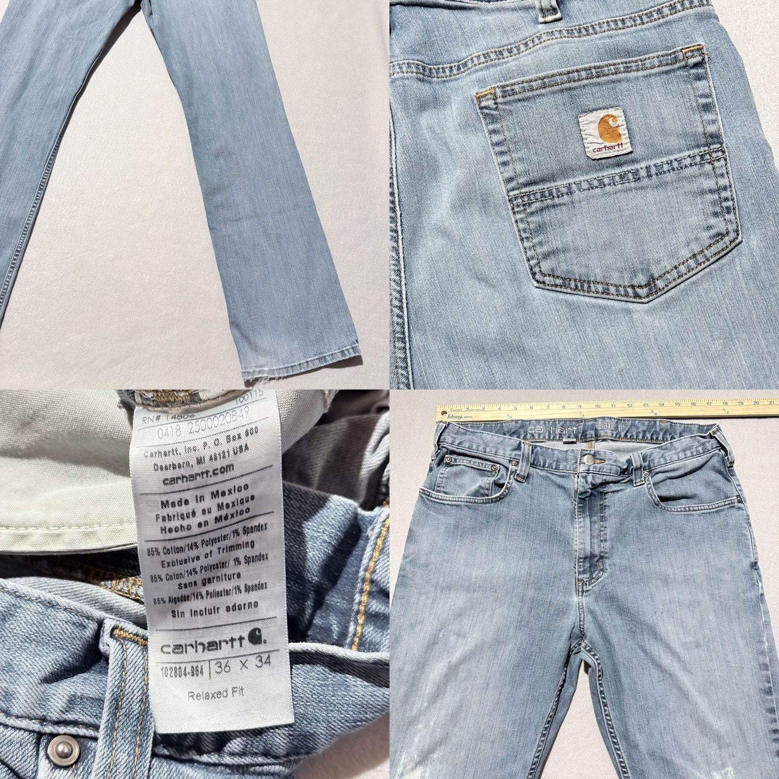 Carhartt Carhartt Jeans Men Blue Denim Stretch Mid Rise Relaxed Straight 35x31.5 Jeans Mens Blue Mid Rise Stretch Denim Carhartt Jeans - 35x31.5 Size US 35 - 8 Thumbnail