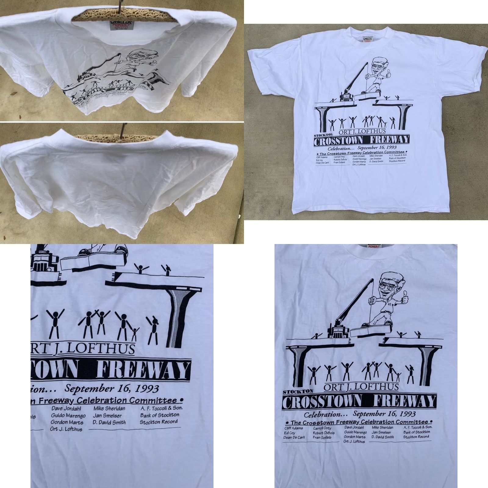 Vintage VINTAGE Oneita Shirt XL White 90s California Crosstown Freeway Celebration T Shirt Mens Size US XL / EU 56 / 4 - 9 Thumbnail