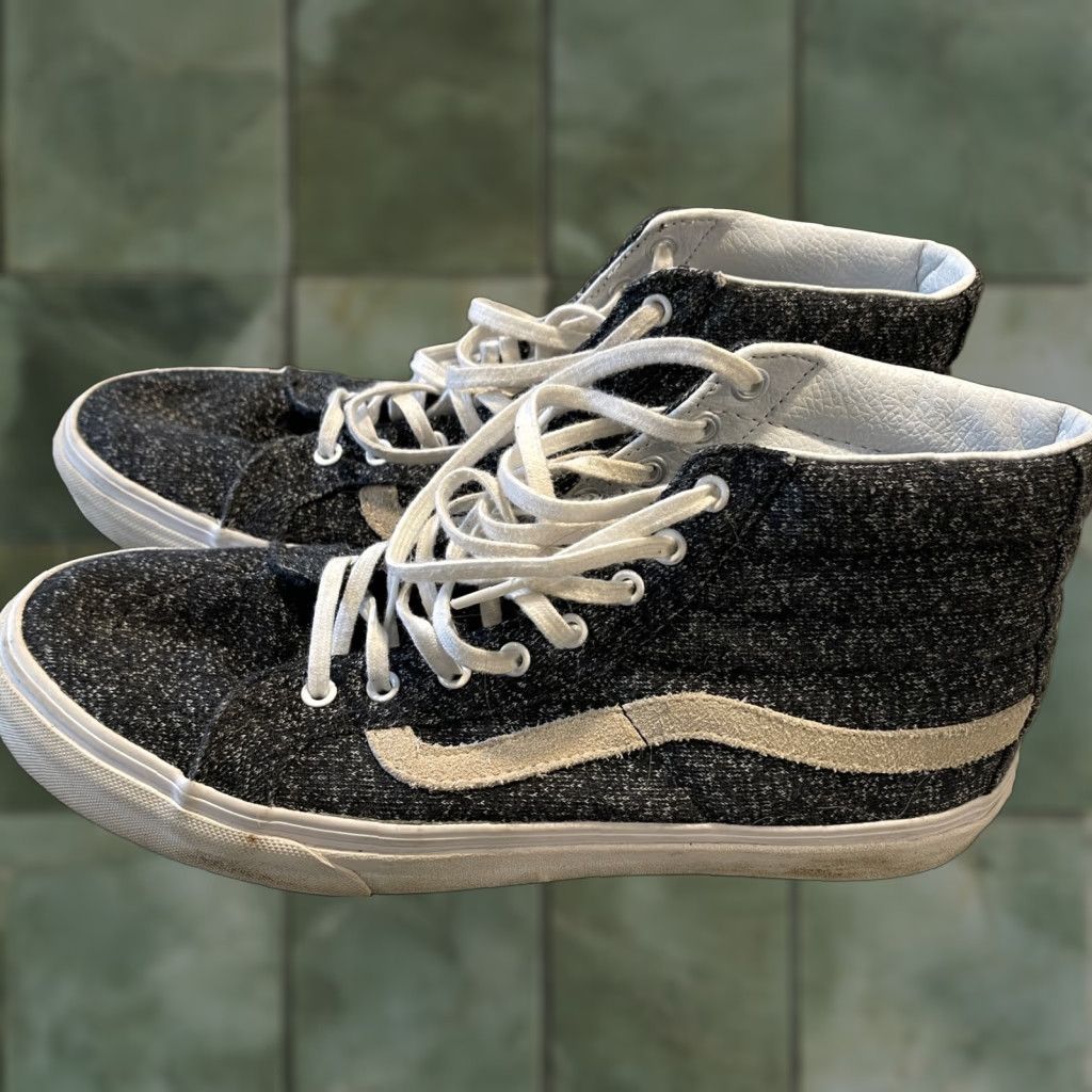 Vans VANS SK8-Hi Gray Wool Stripe Hi Top Sneakers Shoes Zip Back Men’s 8 Black Size US M / EU 48-50 / 2 - 1 Thumbnail
