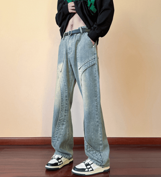 Jean American high street cool straight loose flared casual jeans Size US 32 / EU 48 - 2 Thumbnail