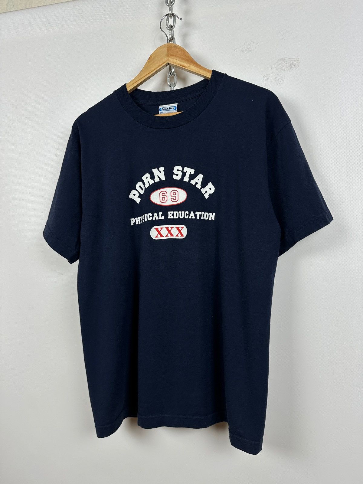 Vintage Pornstar 69 Physical Education XXX Navy Blue T-Shirt