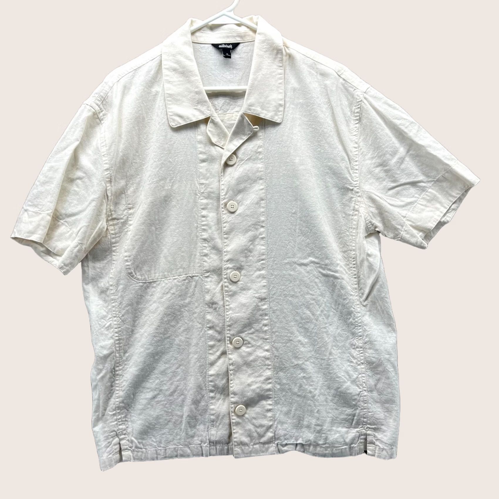 Allbirds Allbirds Shirt Mens Medium Ivory Button Down Camp Style Organic Cotton Blend Shirt Size US M / EU 48-50 / 2 - 1 Thumbnail