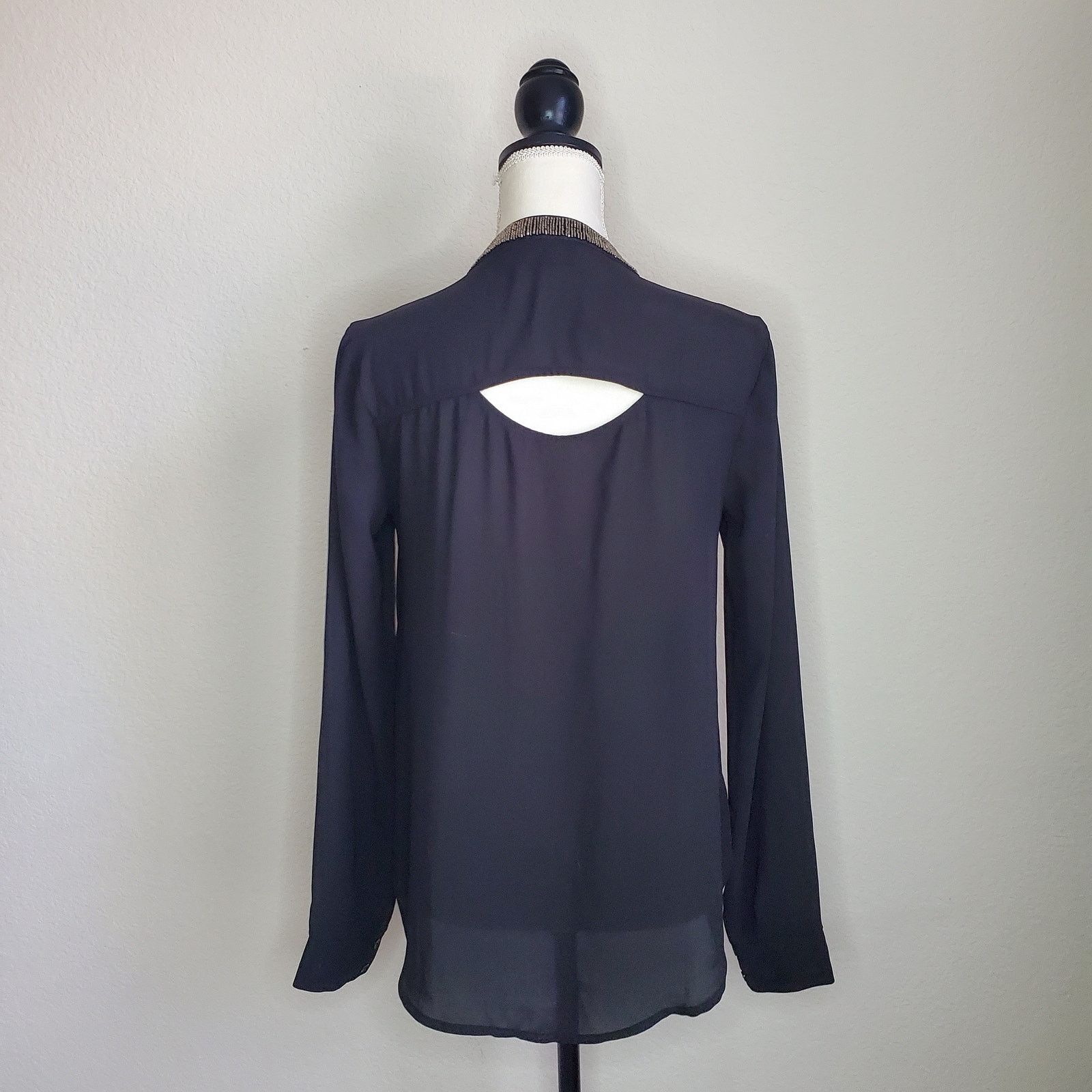 ASTR The Label ASTR Black Beaded Button Down Top Small Size S / US 4 / IT 40 - 3 Thumbnail