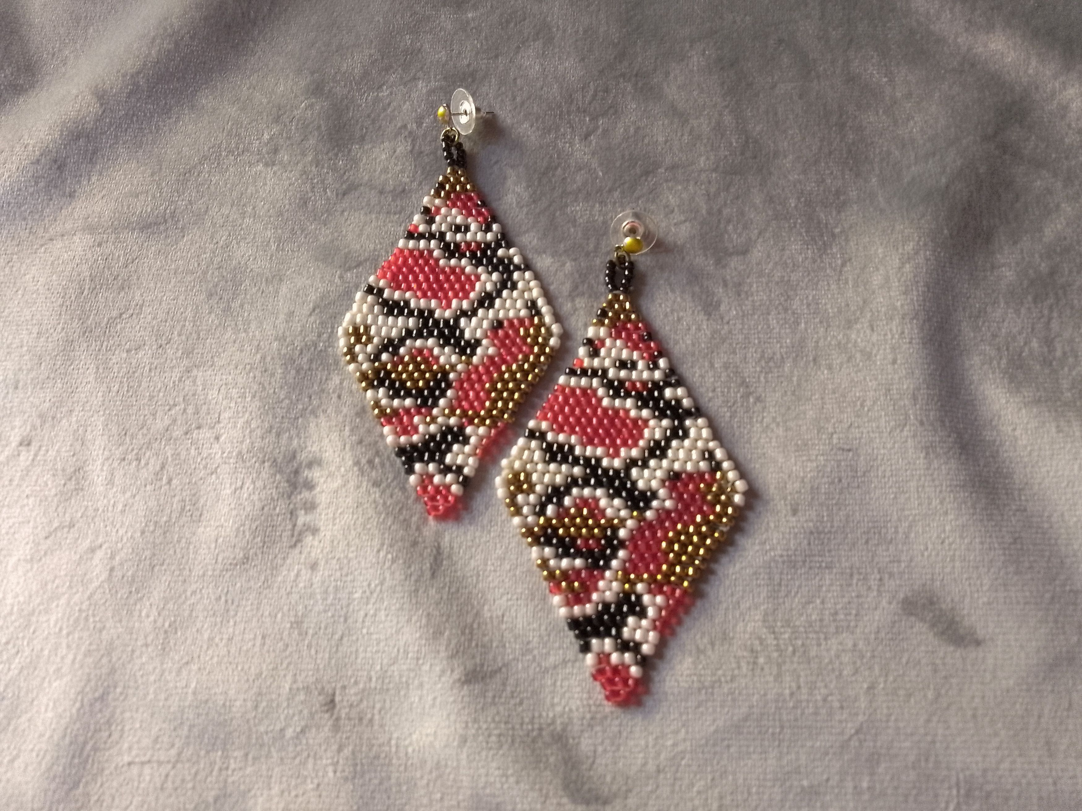 Handmade Earrings Snake Skin Patter Geometrical Shape Long Size ONE SIZE - 4 Thumbnail