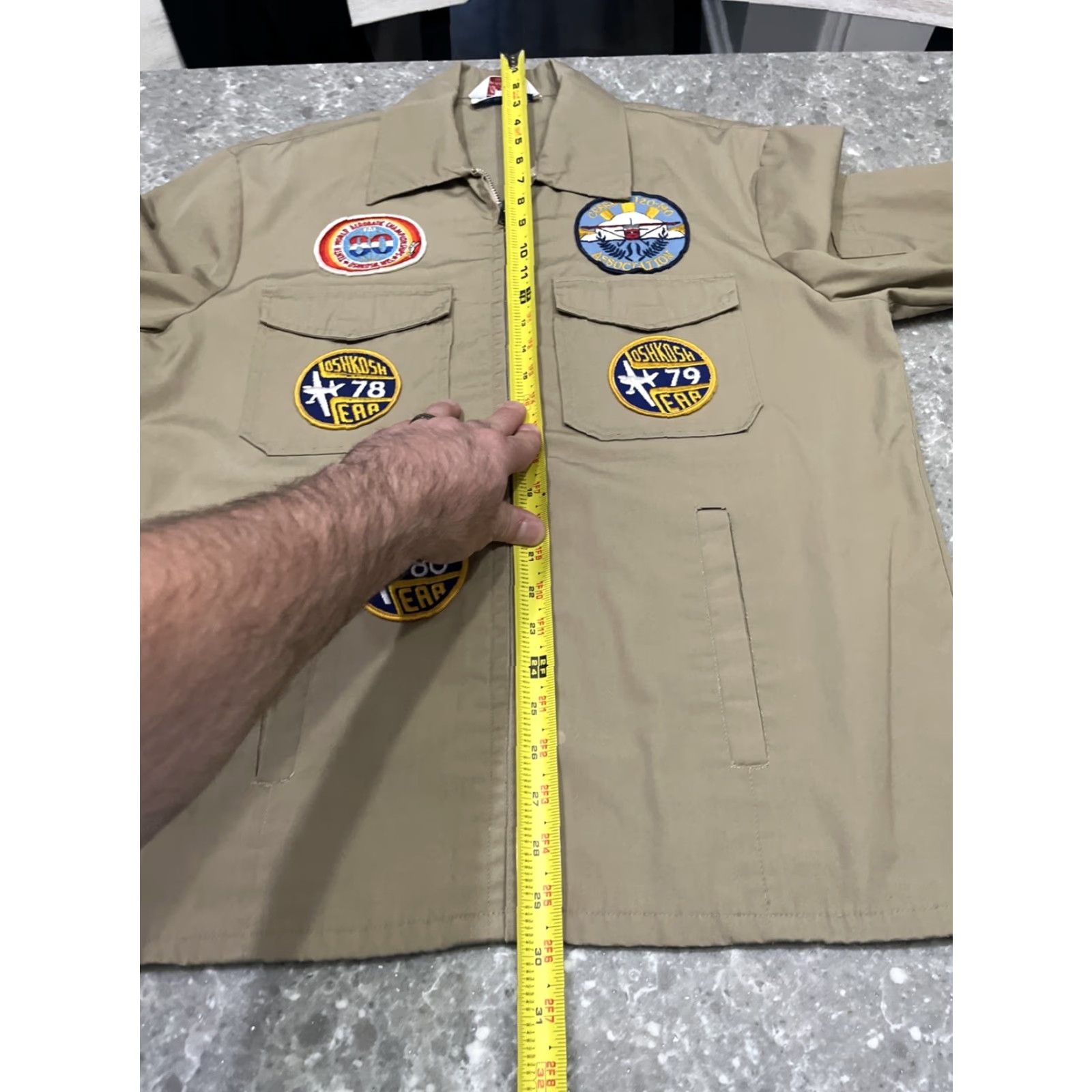 Vintage VINTAGE Flight Apparel Inc Bomber Jacket Mens M Brown Patches Oshkosh Hammonton Airport Short Zip Collared 80s Retro Transportation Aviation Size US M / EU 48-50 / 2 - 7 Thumbnail