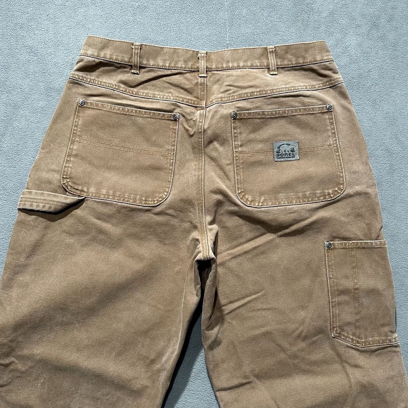 SOREL Vintage Sorel Pants Mens 36x32 (36x30.5) Brown Canvas Double Knee Relaxed Heavy Size US 36 / EU 52 - 4 Thumbnail