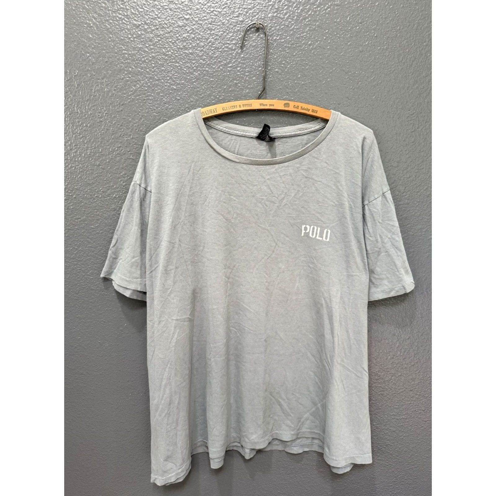 Ralph Lauren VINTAGE Ralph Lauren Polo Shirt T-Shirt 2XL 90s Stencil Logo Cotton Slate Blue Mens Size US XXL / EU 58 / 5 - 3 Thumbnail