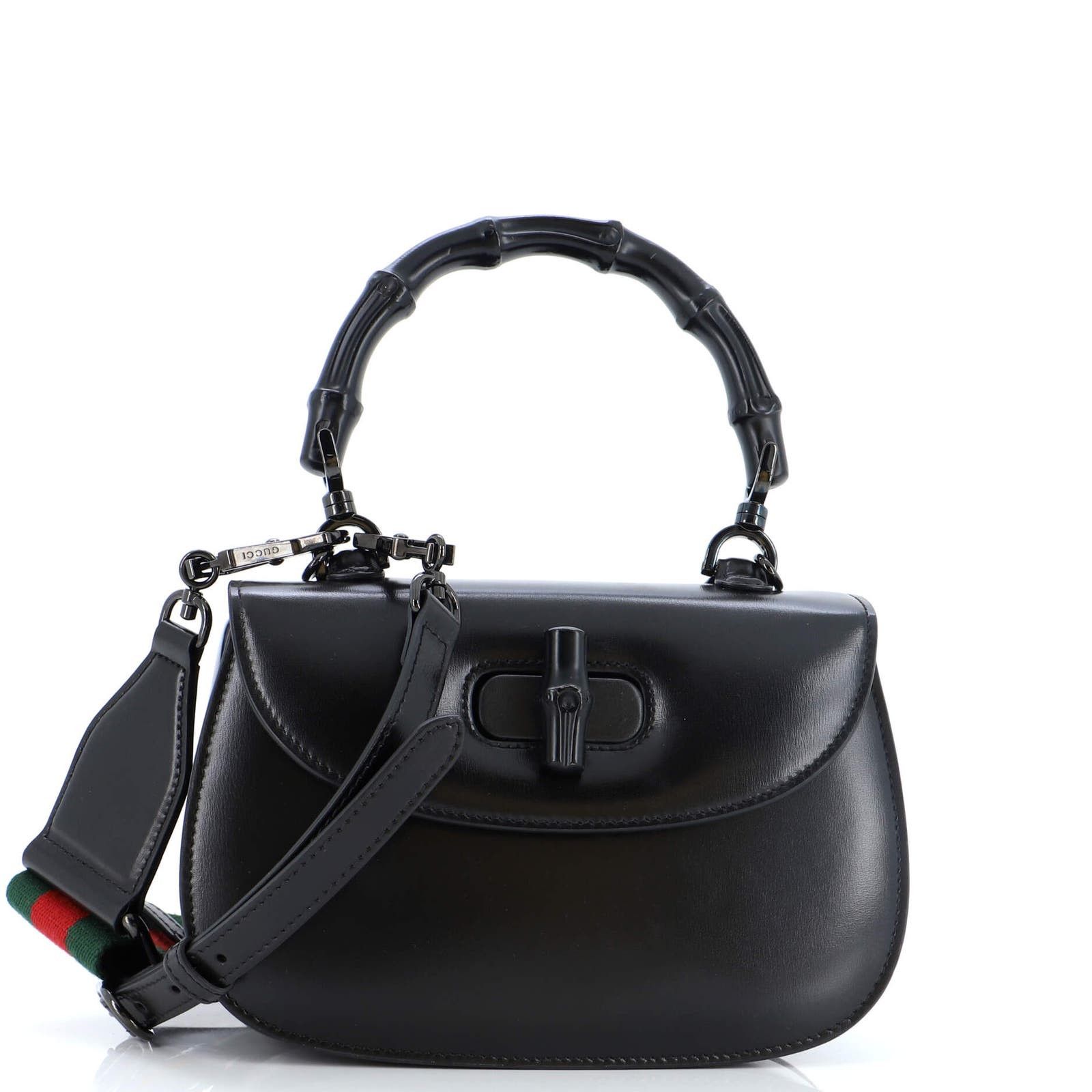 image of Gucci Bamboo 1947 Top Handle Bag Leather Small in Black, Women's
