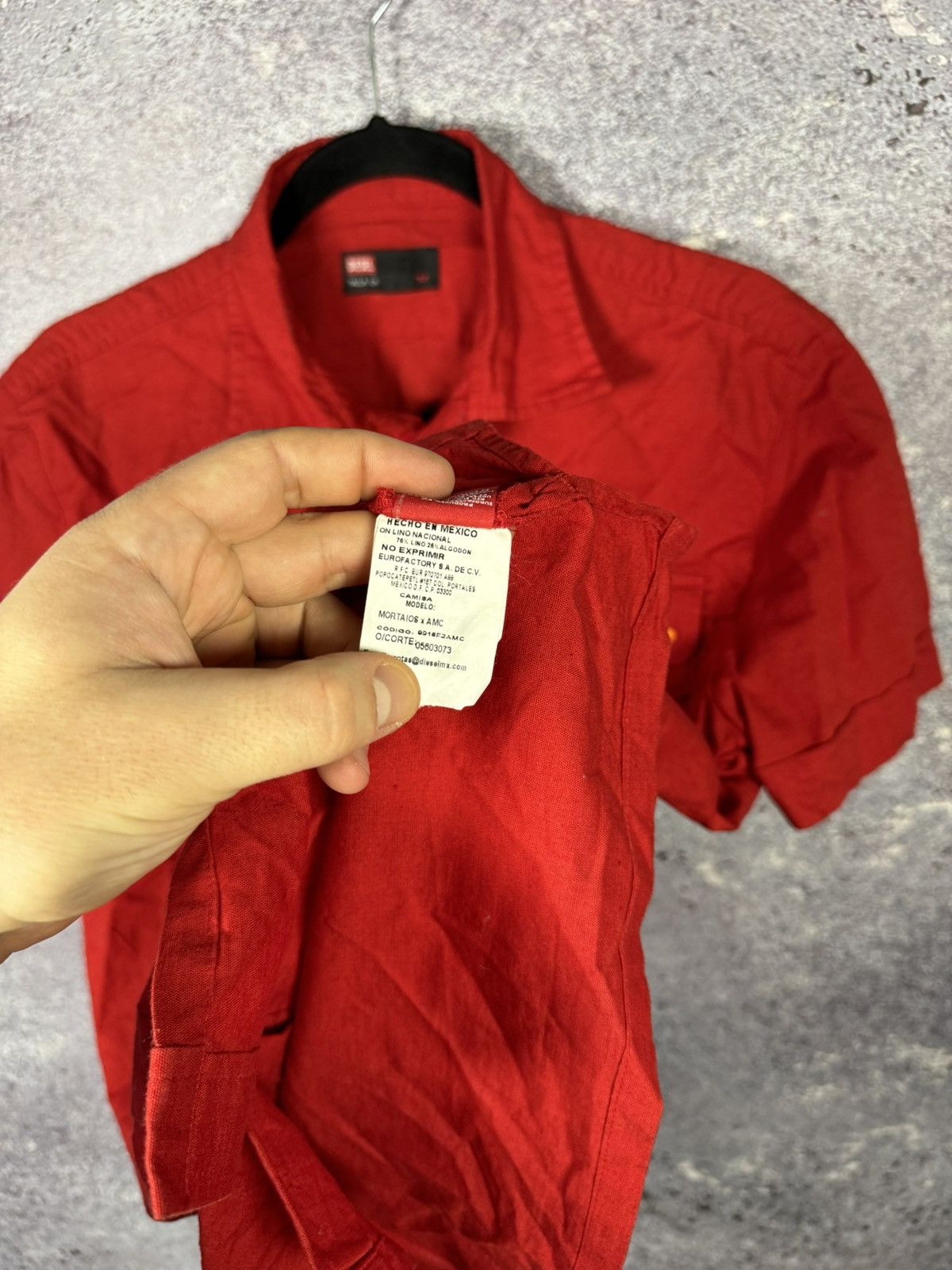 Diesel × Vintage Vintage Diesel Linen Shirt Sleeve Red Shirt y2k Small Size US S / EU 44-46 / 1 - 9 Thumbnail