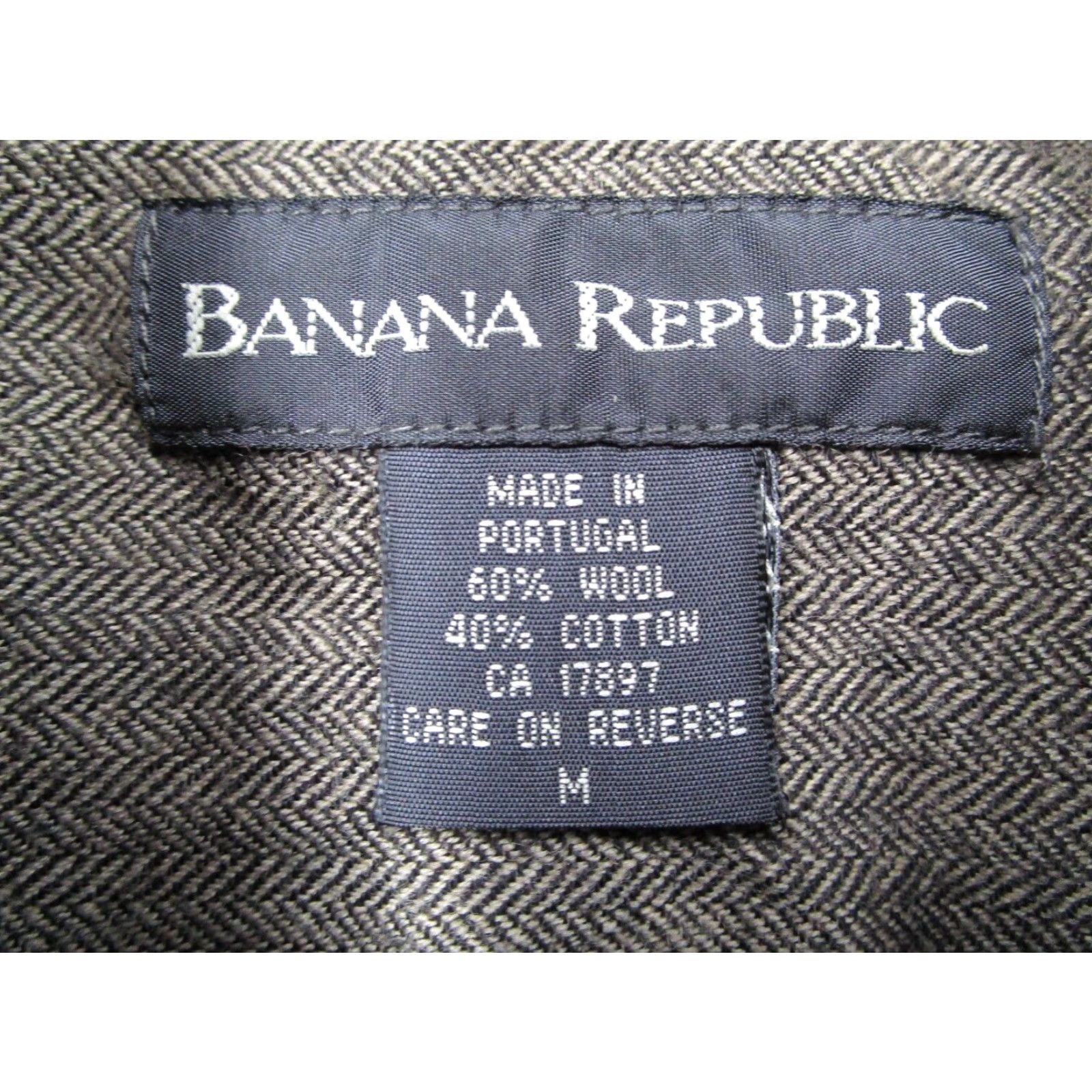 Banana Republic VINTAGE Banana Republic Men's Button-Up Shirt Long Sleeve Collared Wool/Cotton Tweed Geometric Pattern 90s Casual Winter Medium Brown Size US M / EU 48-50 / 2 - 3 Thumbnail