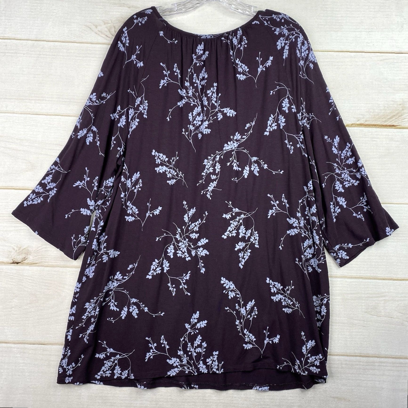 J. Jill VINTAGE J. Jill Wearever Collection Top Womens XL Purple Floral 3/4 Sleeve Tunic Boho Size XL / US 12-14 / IT 48-50 - 8 Thumbnail