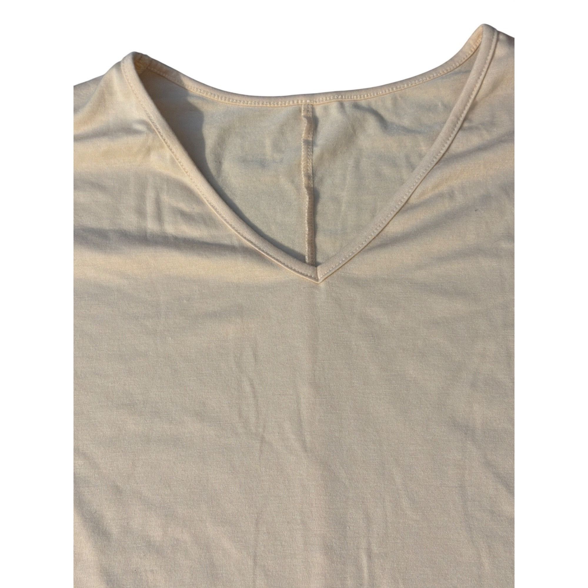 Other Light Peach Beige Tunic Shirt Ruffle Sleeves V Neck Size XXL Size XXL / US 16-18 / IT 52-54 - 4 Thumbnail