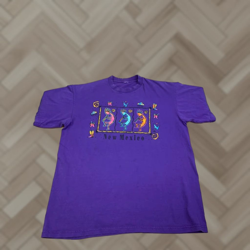 Vintage VINTAGE New Mexico Travel Destination Shirt Mens L Purple Southwest 90s T-Shirt Short Sleeve Crew Neck Cotton Cowboy Size US L / EU 52-54 / 3 - 1 Thumbnail