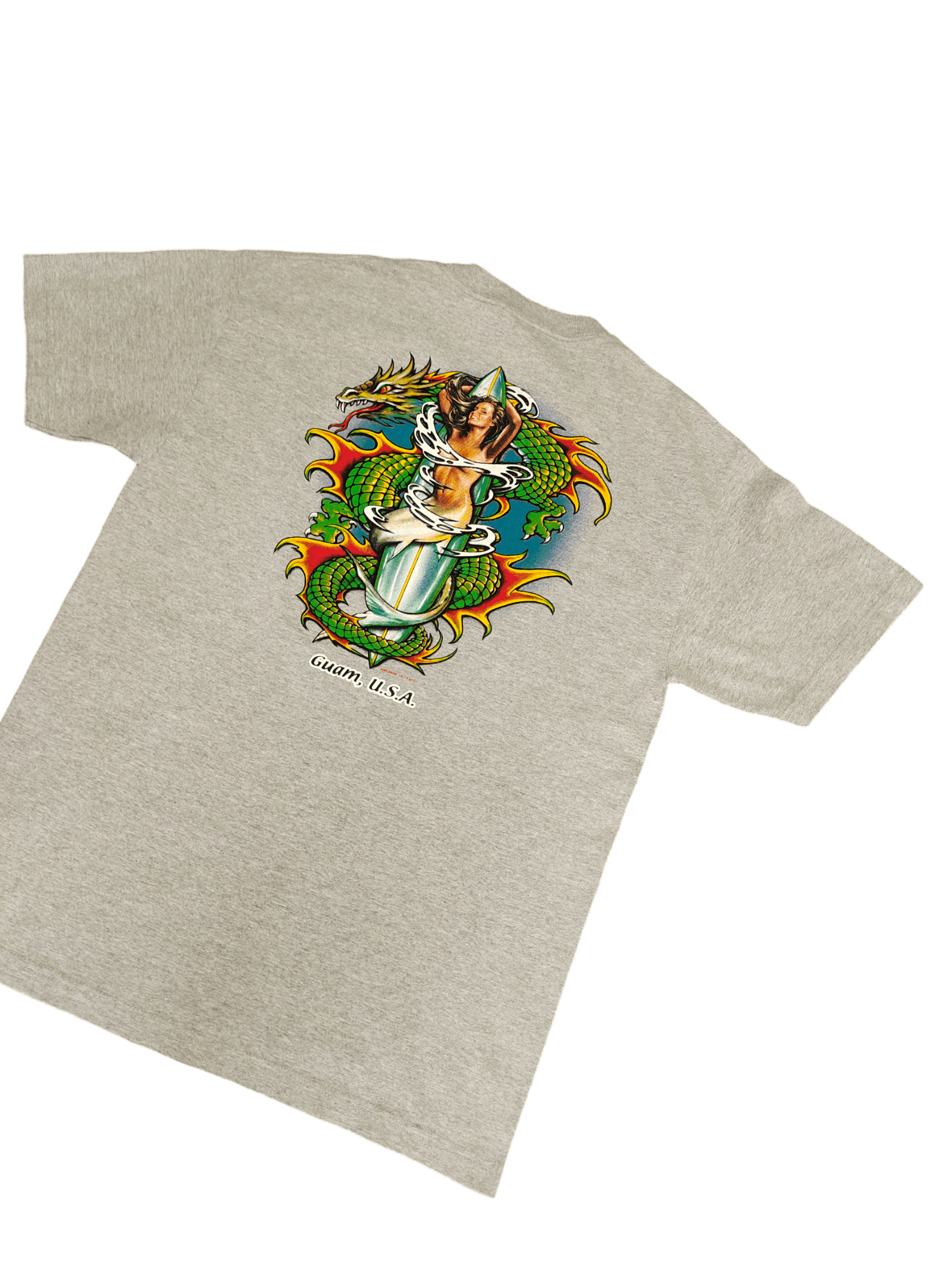 Vintage Vintage 90s Guam Usa Dragon & Mermaid Art Surfing T-Shirt Size US L / EU 52-54 / 3 - 7 Thumbnail