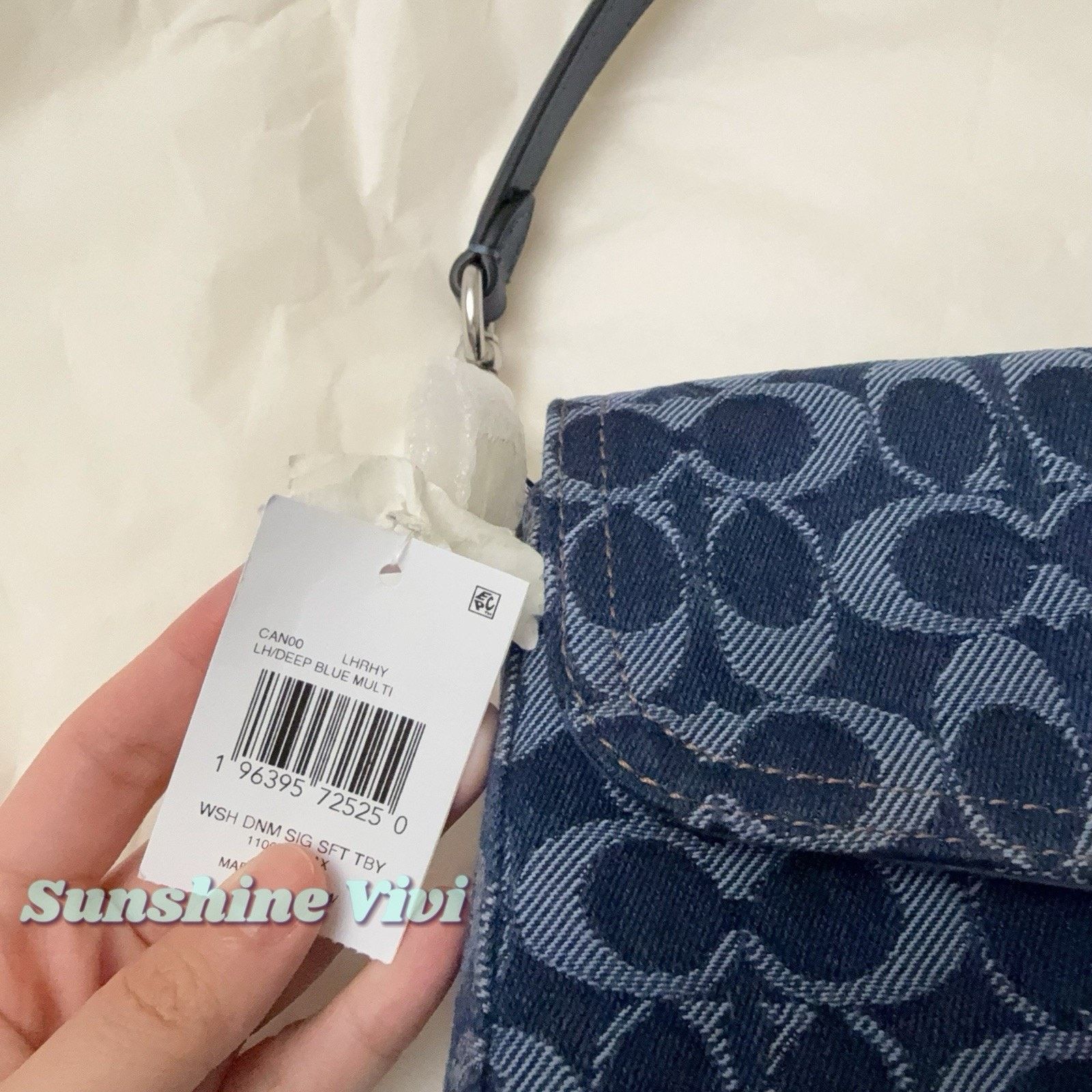 Coach NWT COACH Chain Tabby Shoulder Bag Denim Deep Blue CAN00 Size ONE SIZE - 8 Thumbnail