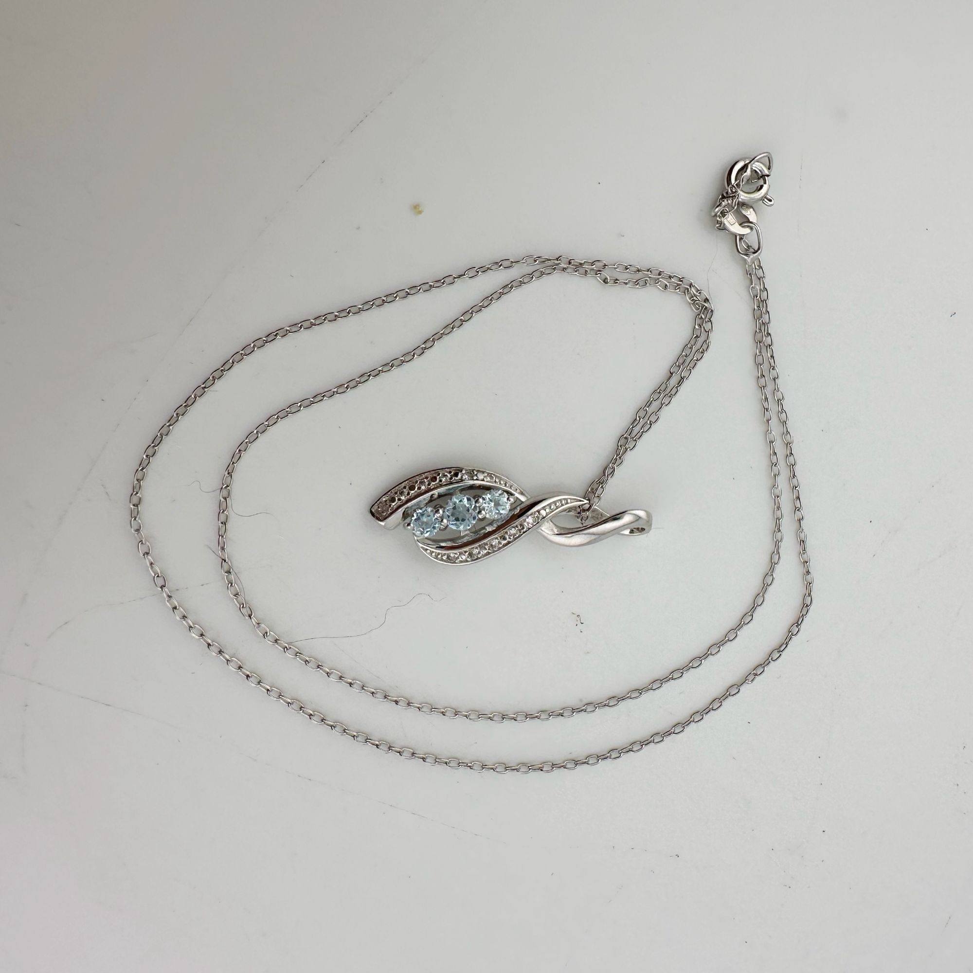 Other Blue Topaz Swirling Ribbon Necklace with Diamond Accent Size ONE SIZE - 5 Thumbnail