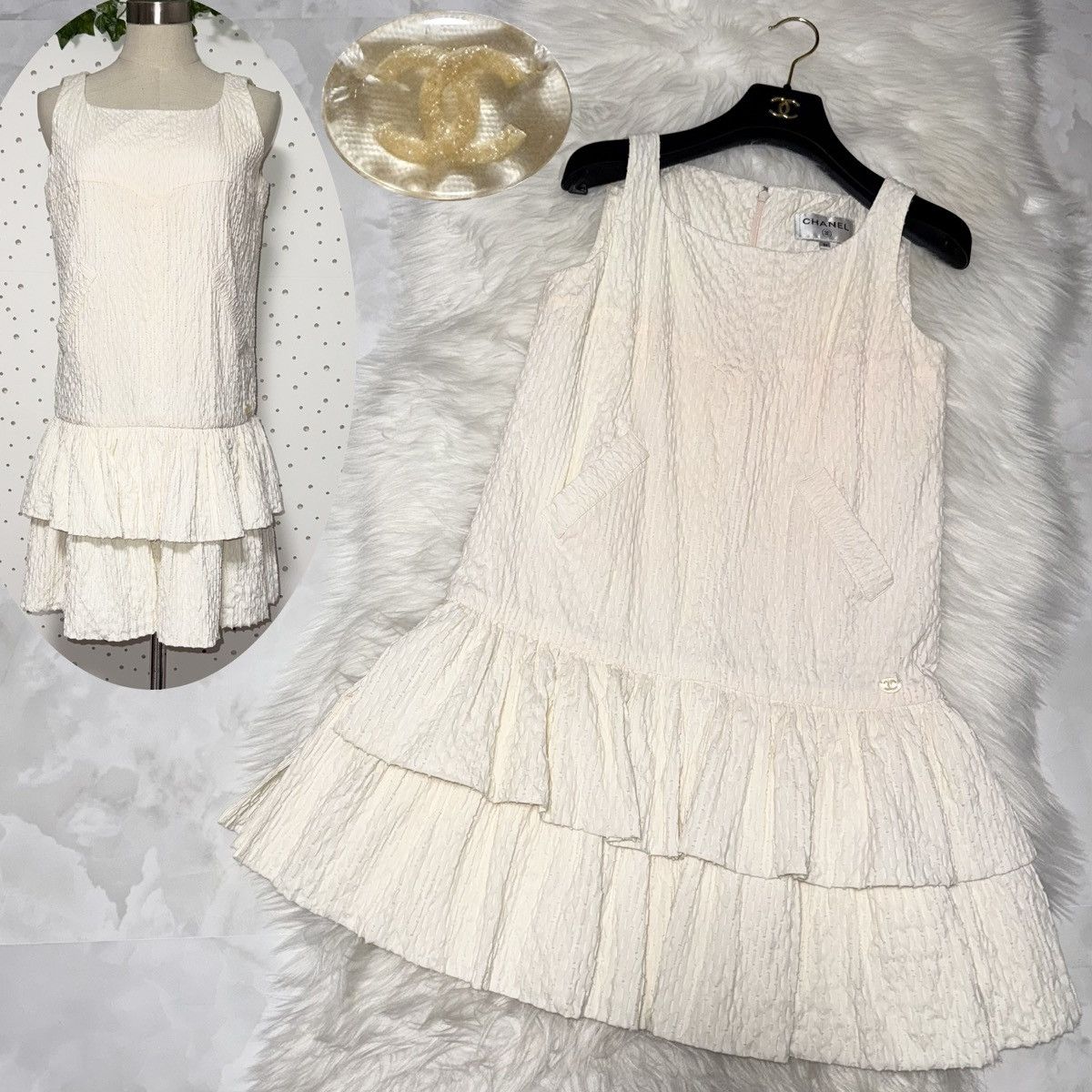 Chanel Genuine Chanel COCO decoration tiered sleeveless dress 36 Size XS / US 0-2 / IT 36-38 - 1 Thumbnail