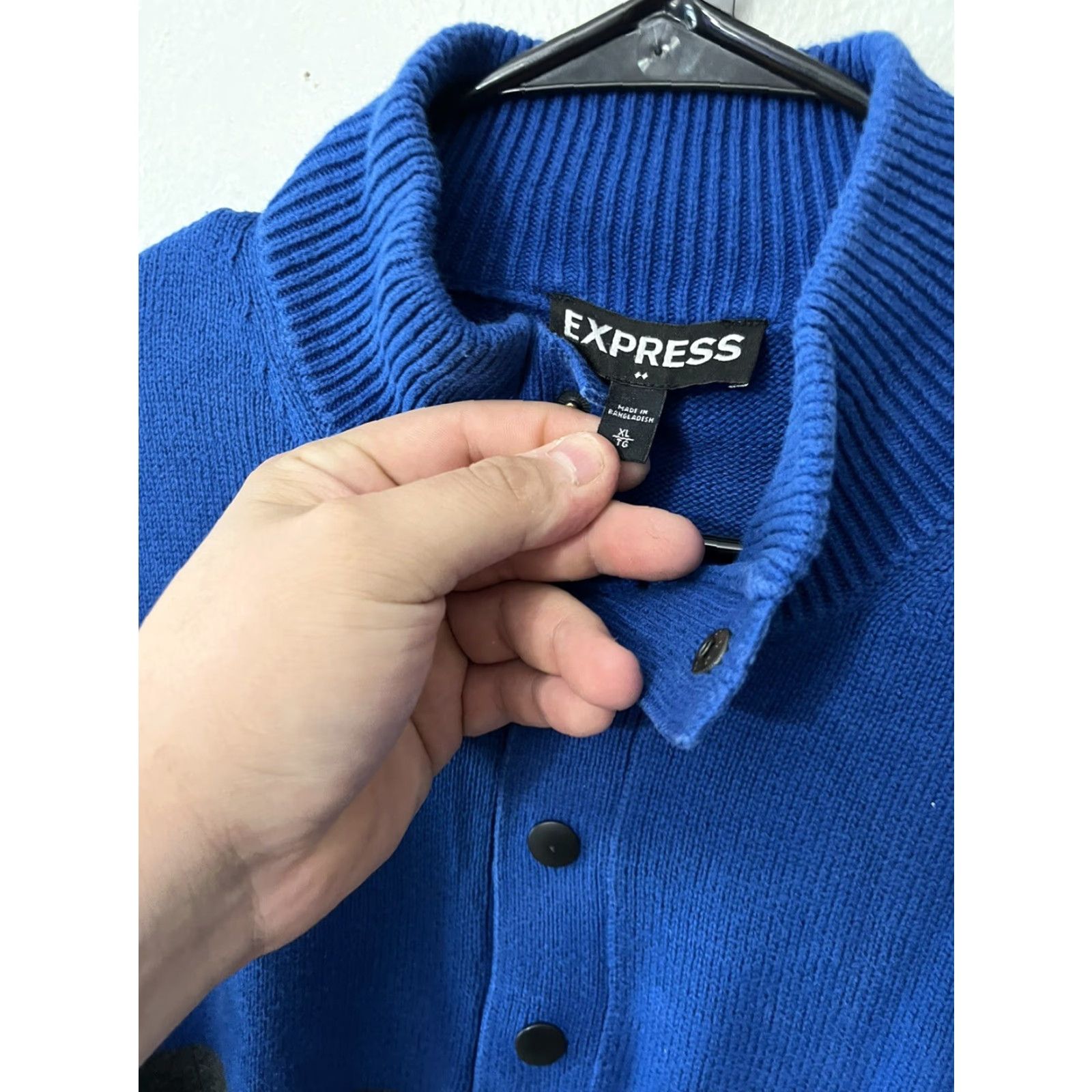 Express VINTAGE Express Mens Blue Gray 2-Tone Pullover Sweater 1/4 Button Collar XL Size US XL / EU 56 / 4 - 3 Thumbnail