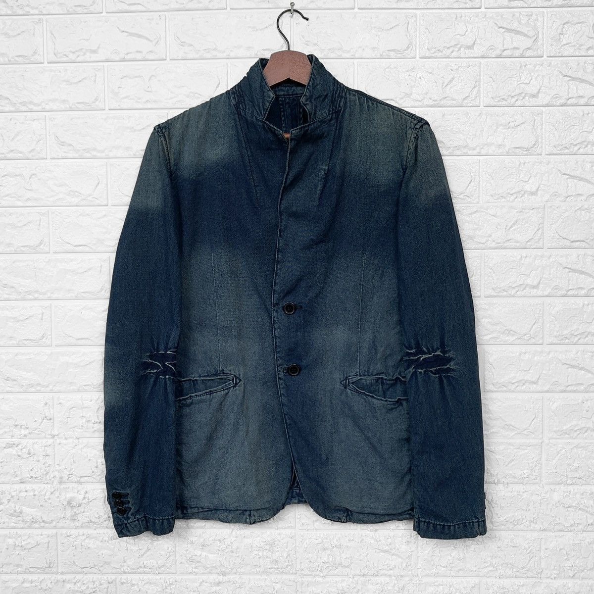 Indigo JAPANESE BRAND CORNEY INDIGO WASHED BLAZER JACKET Size US S / EU 44-46 / 1 - 1 Thumbnail