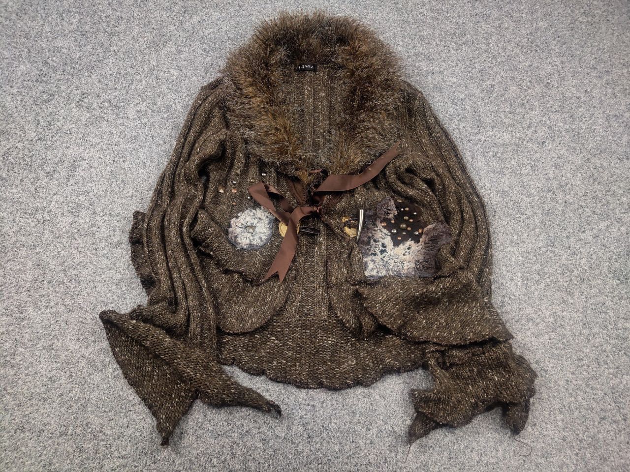 If Six Was Nine Zone Bleue vintage Y2K Brown Knit Sweater ruffle sleeves LGB Size M / US 6-8 / IT 42-44 - 3 Thumbnail