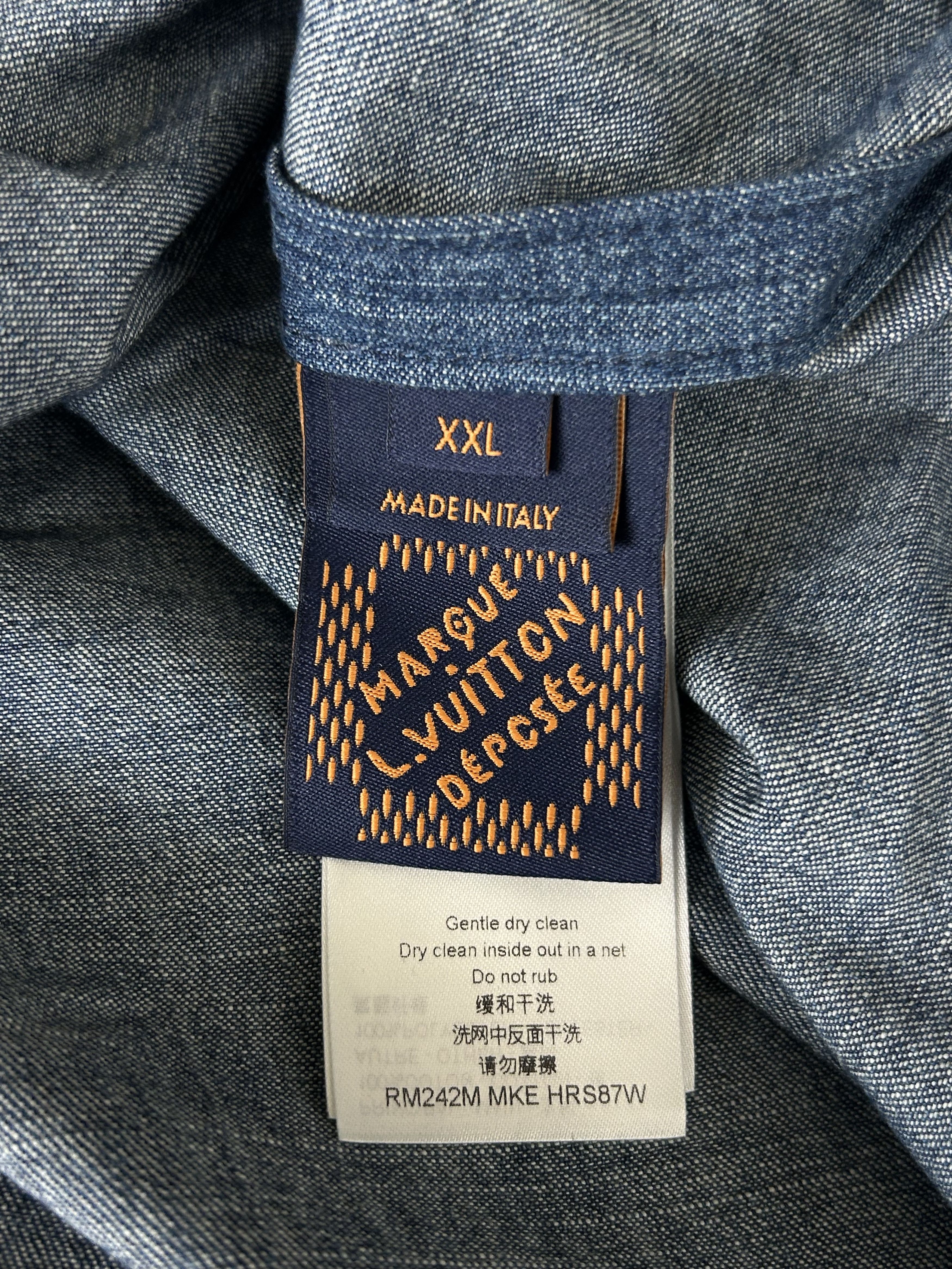 Louis Vuitton Louis Vuitton Blue & Gold Embroidered Denim Shirt Size US XXL / EU 58 / 5 - 4 Thumbnail