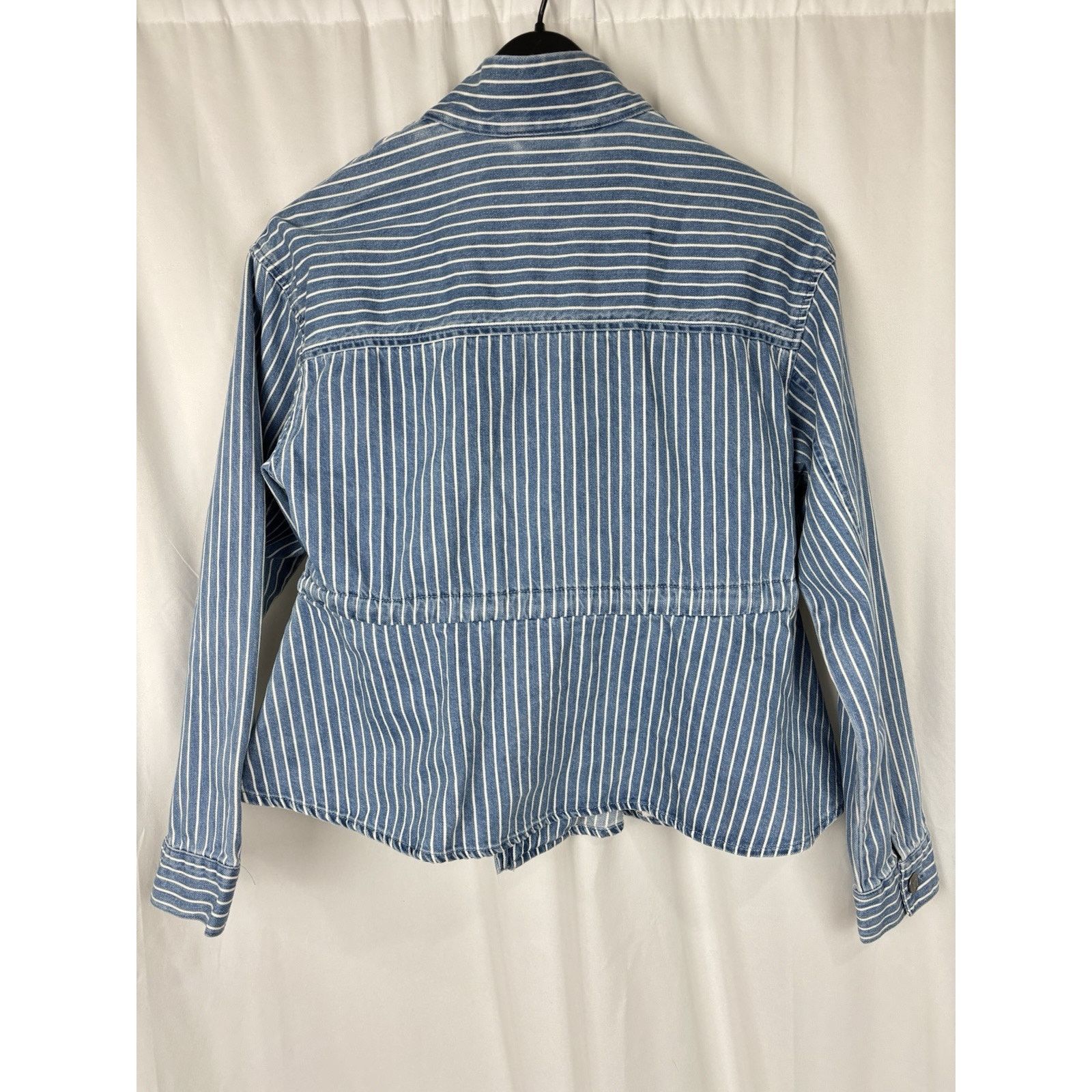 Target Basics NWT Future Collective Blue White Striped Denim Jacket XXS Size M / US 6-8 / IT 42-44 - 5 Thumbnail
