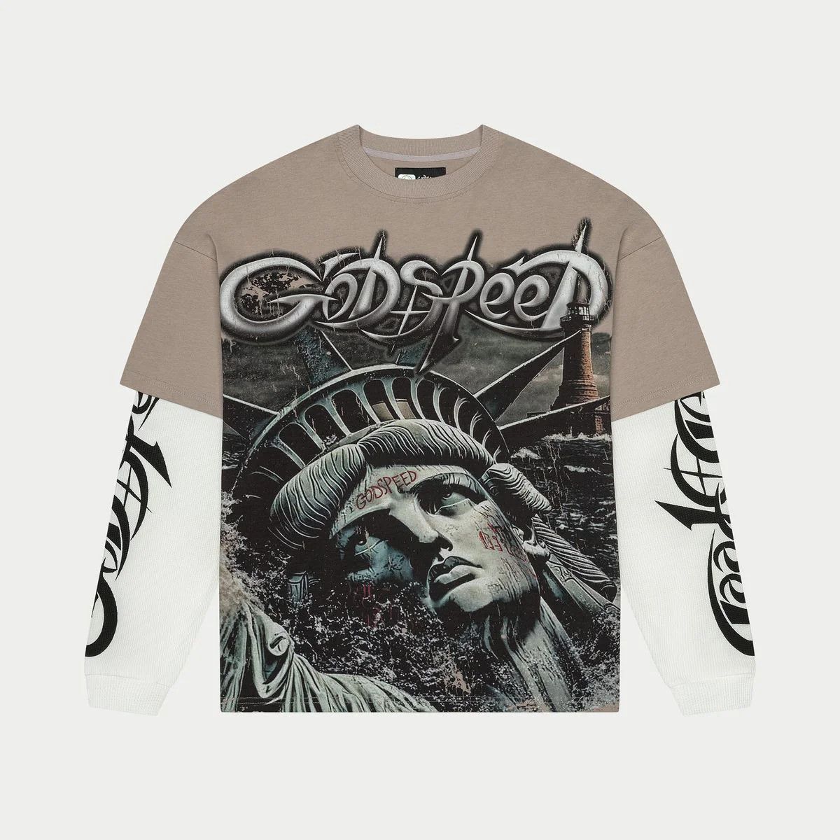 Godspeed Godspeed 'Sunken Liberty 2 Layered' Stone Grey LS Tee Size US L / EU 52-54 / 3 - 1 Thumbnail