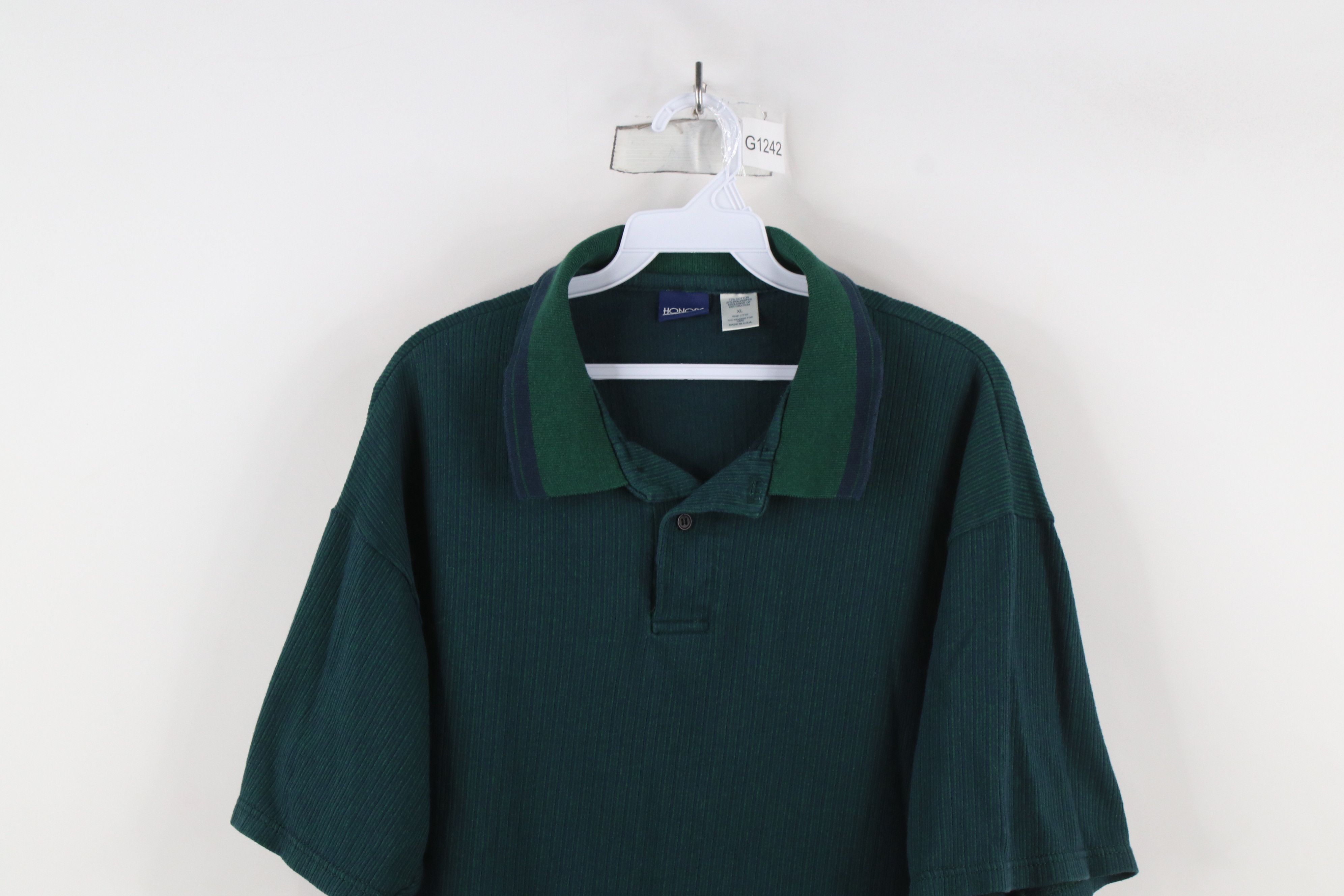 Vintage Vintage 90s Streetwear Striped Ribbed Knit Polo Shirt USA Size US XL / EU 56 / 4 - 2 Thumbnail