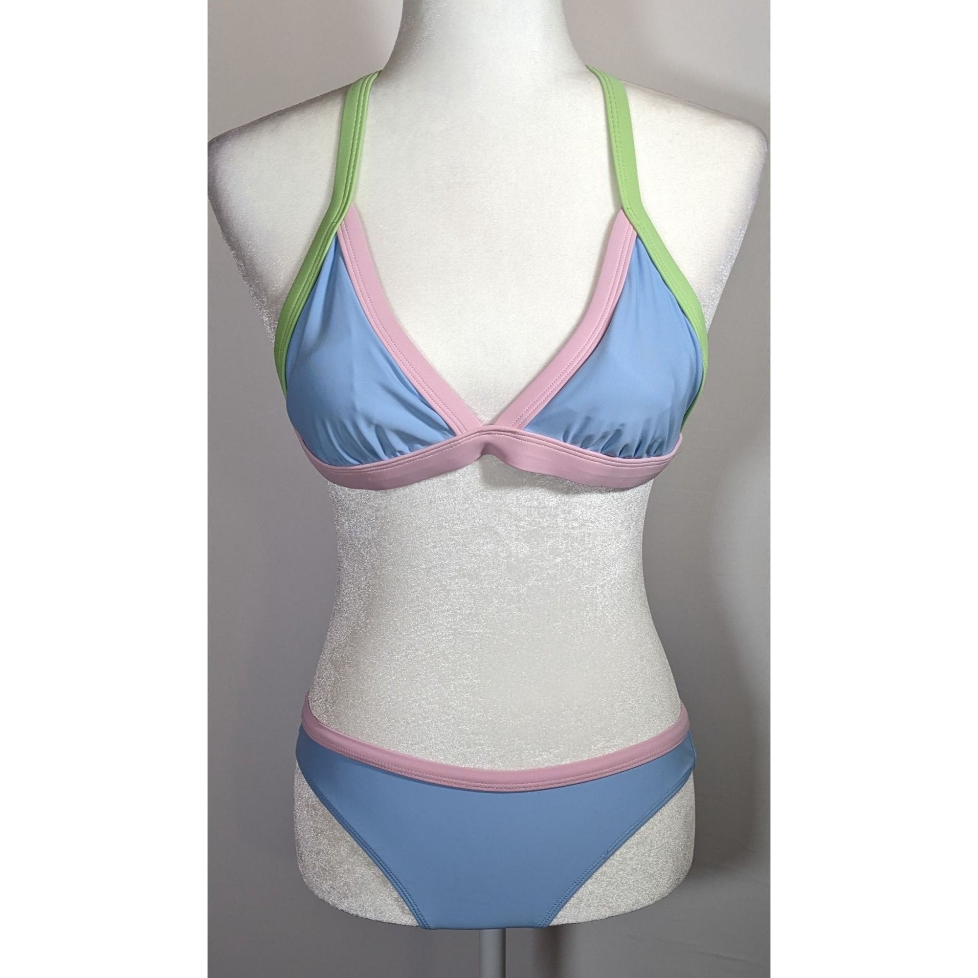 Other Salt & Cove Juniors Blue Pink And Green X Back Bikini Size ONE SIZE - 4 Thumbnail