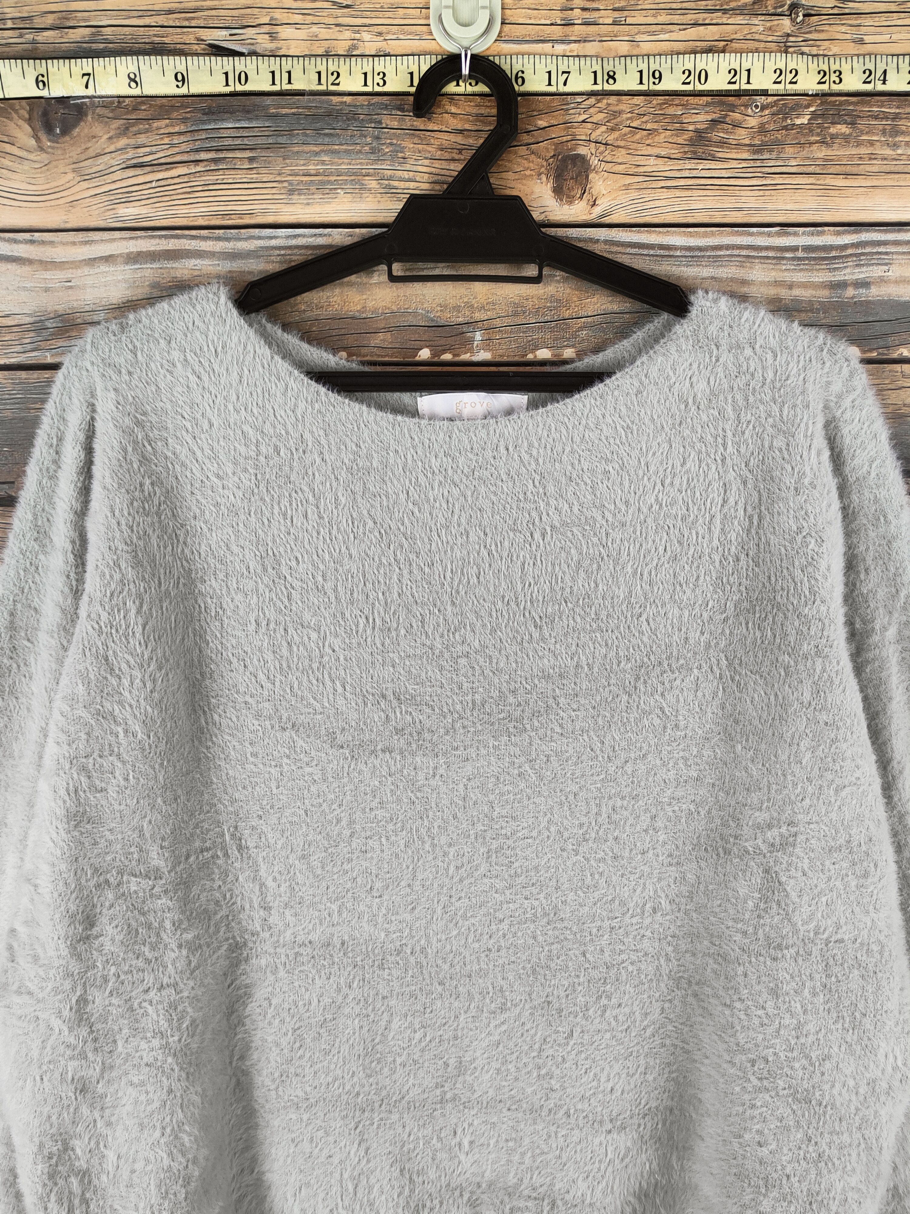 Vintage DL Grove Light Green Fur Mohair Knitwear #46-556 Size L / US 10 / IT 46 - 2 Thumbnail