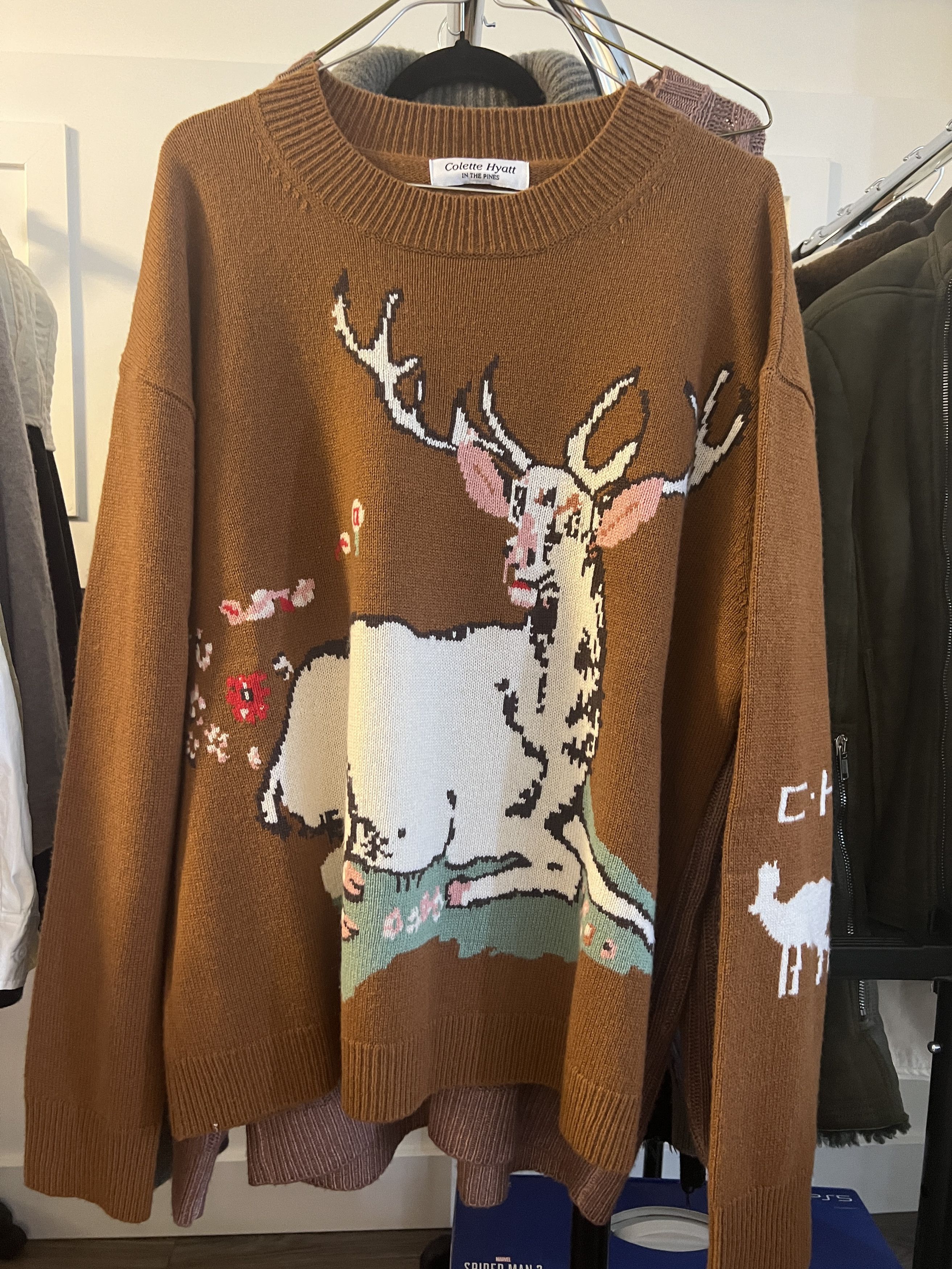 Colette Hyatt Colette Hyatt White Stag Intarsia Cashmere Sweater Size US L / EU 52-54 / 3 - 1 Thumbnail