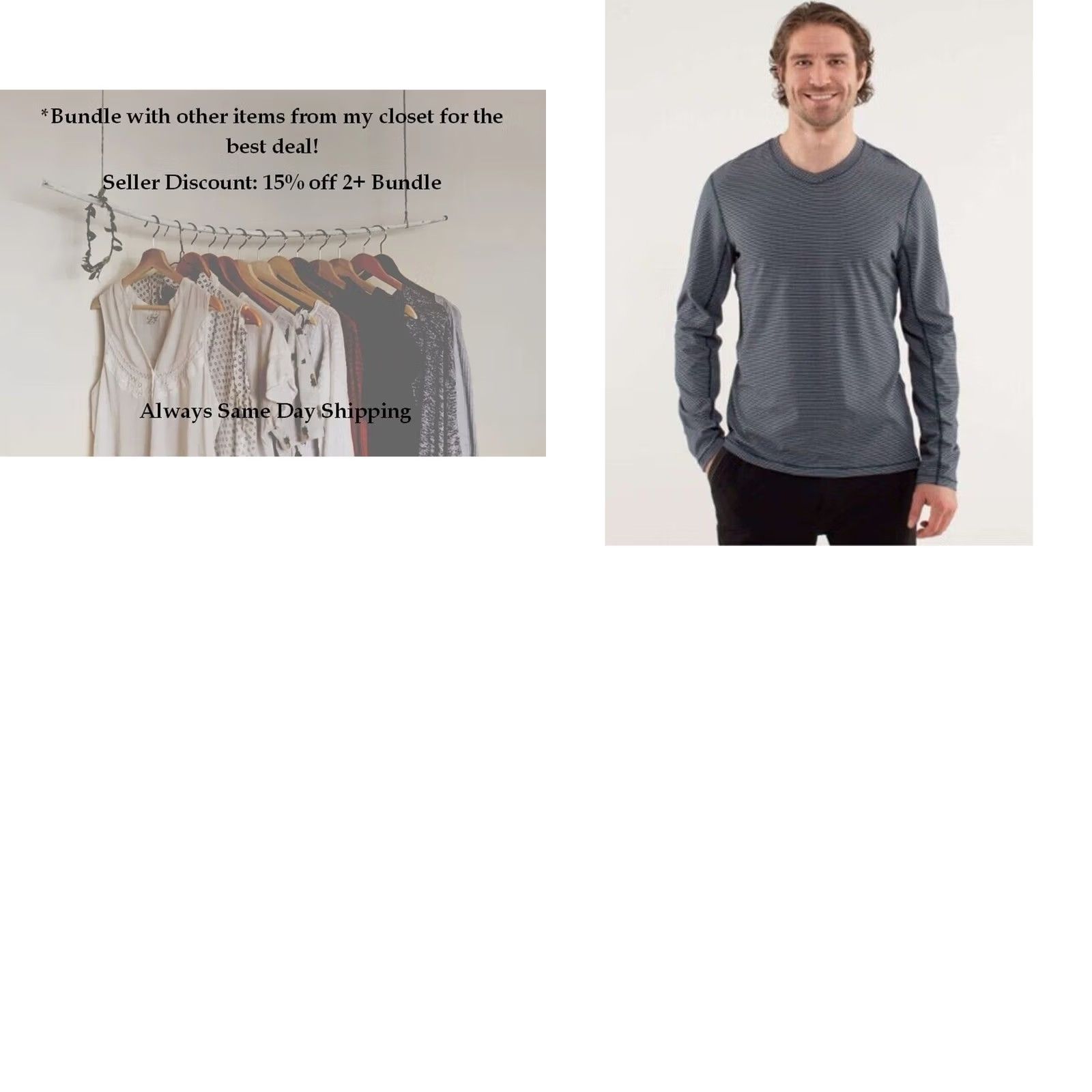 Lululemon Lululemon Speed Long Sleeve Shirt Mens Stripe Black/Silver Smooth M Size US M / EU 48-50 / 2 - 8 Thumbnail