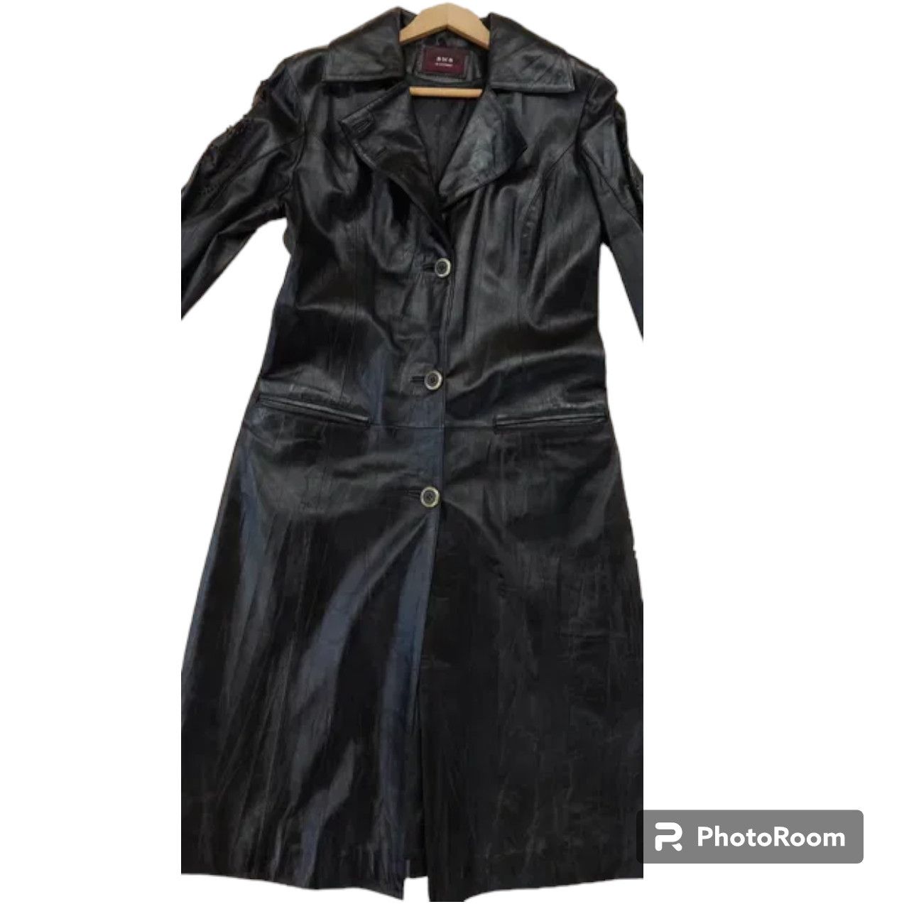 image of Avant Garde Leather Trench Coat Black Size M, Women's