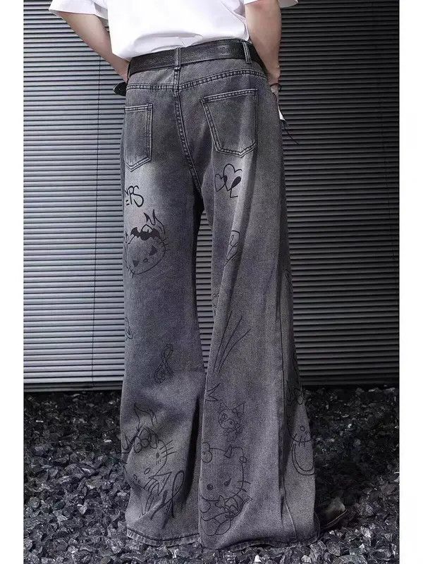 Japanese Brand VIBE Washed cartoon graffiti retro baggy jeans Size US 30 / EU 46 - 2 Thumbnail
