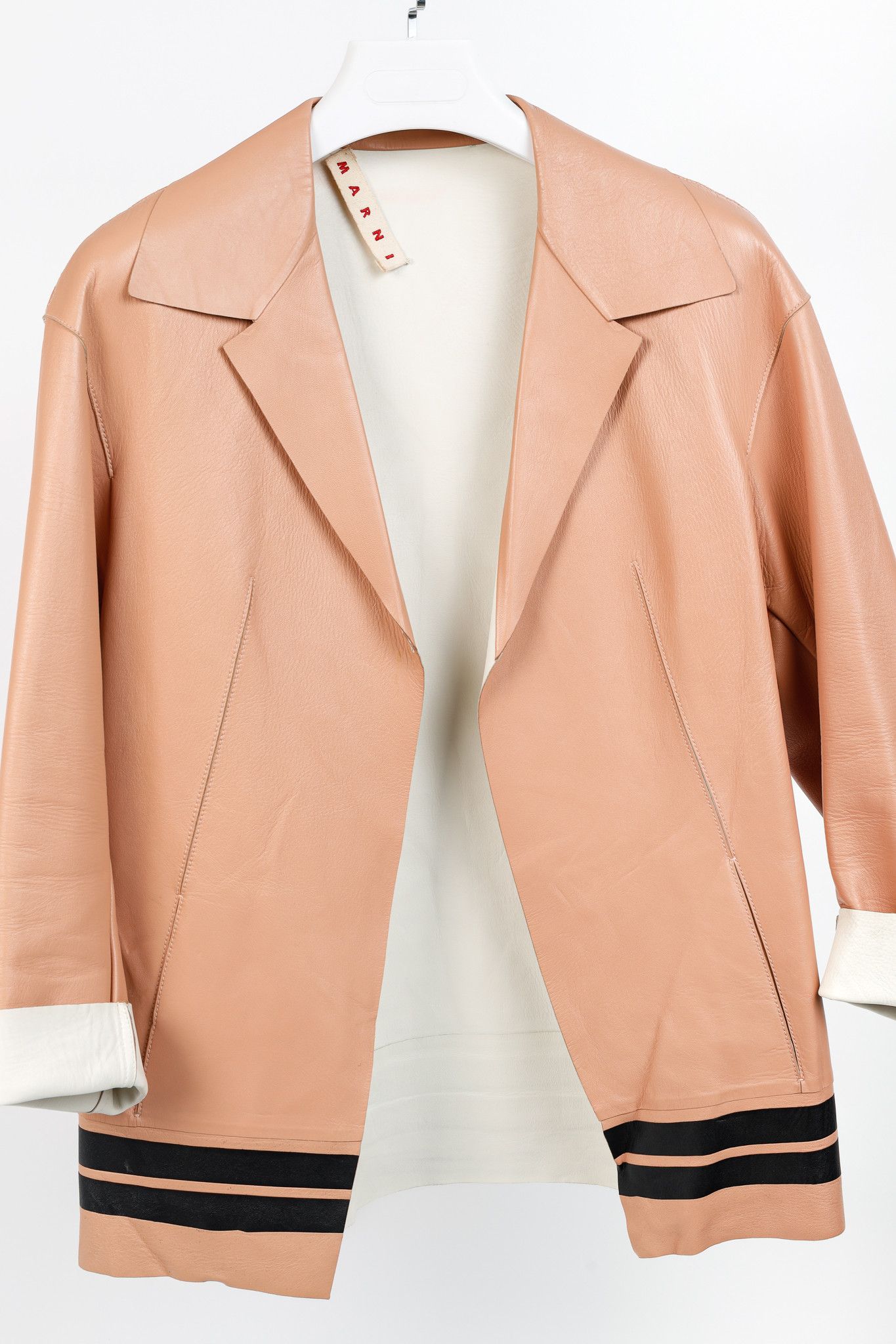 Marni Marni R/15 Peach Leather Tulip-Print Jacket Size S / US 4 / IT 40 - 3 Thumbnail