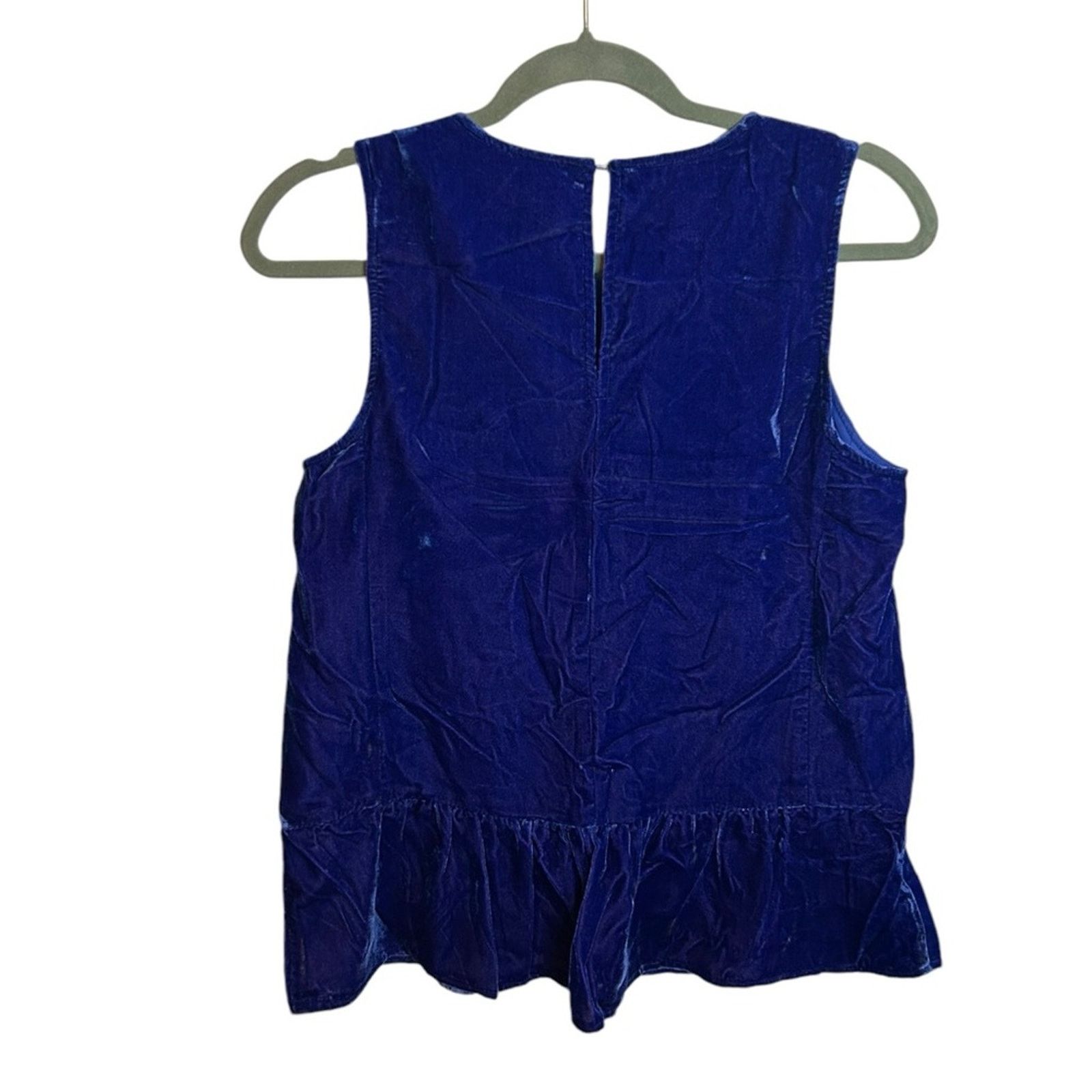 J.Crew NWT J.Crew Royal Blue Velour Peplum Blouse Size XS / US 0-2 / IT 36-38 - 3 Thumbnail