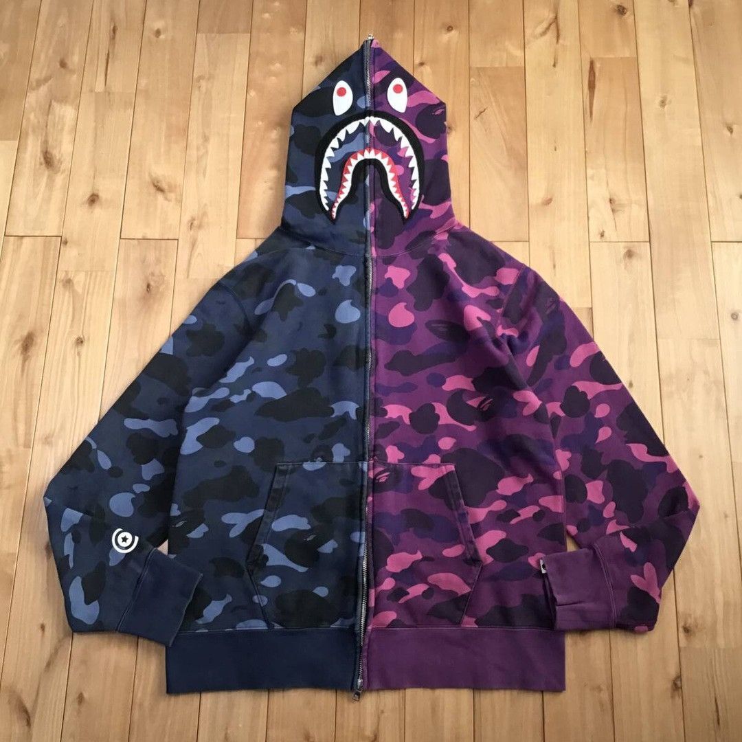 Bape BAPE Purple camo x Blue camo separate shark full zip hoodie Size US XL / EU 56 / 4 - 2 Thumbnail