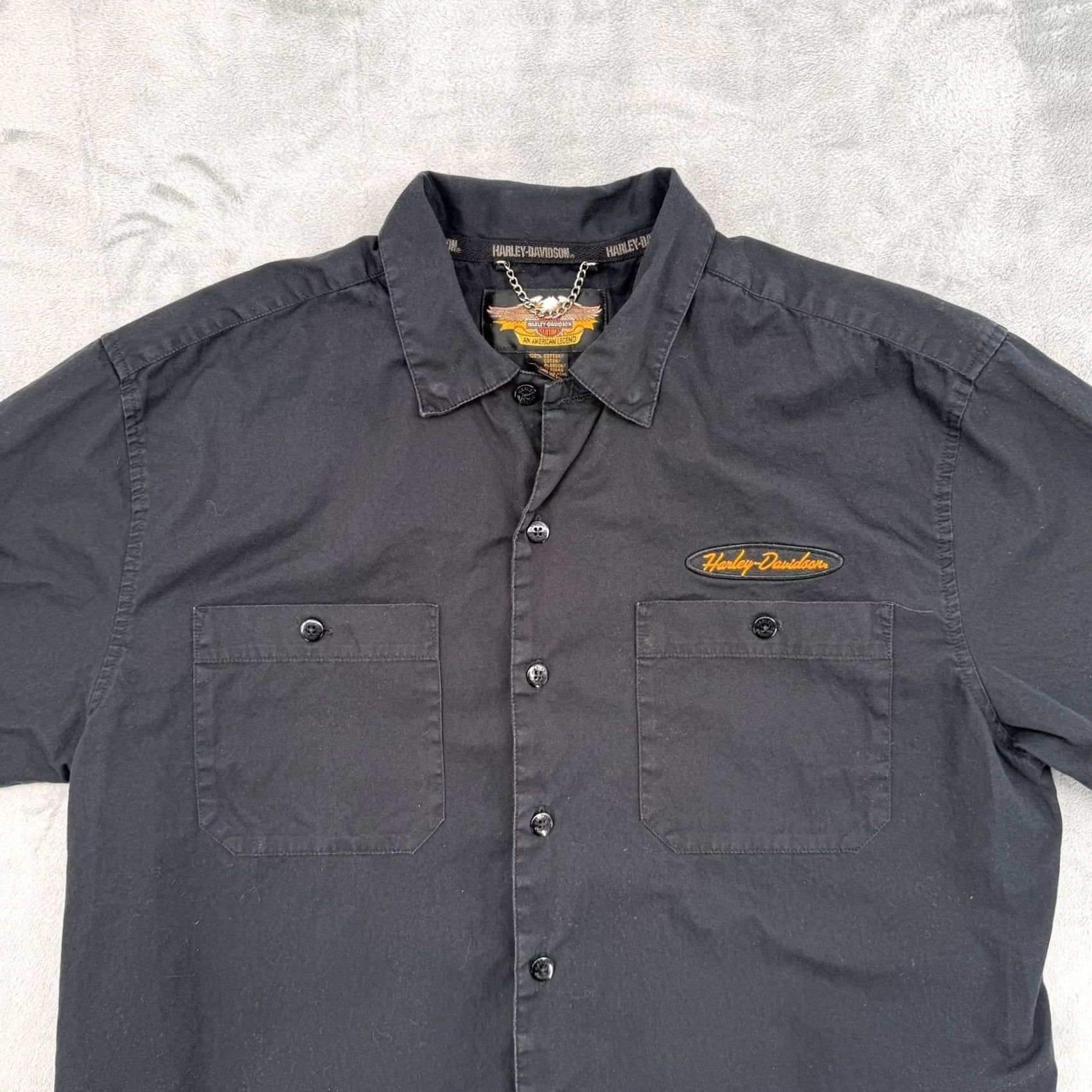 Harley Davidson Harley Davidson Mens Black Short Sleeve Button Up Graphic Motorcycle Shirt Large Size US L / EU 52-54 / 3 - 3 Thumbnail
