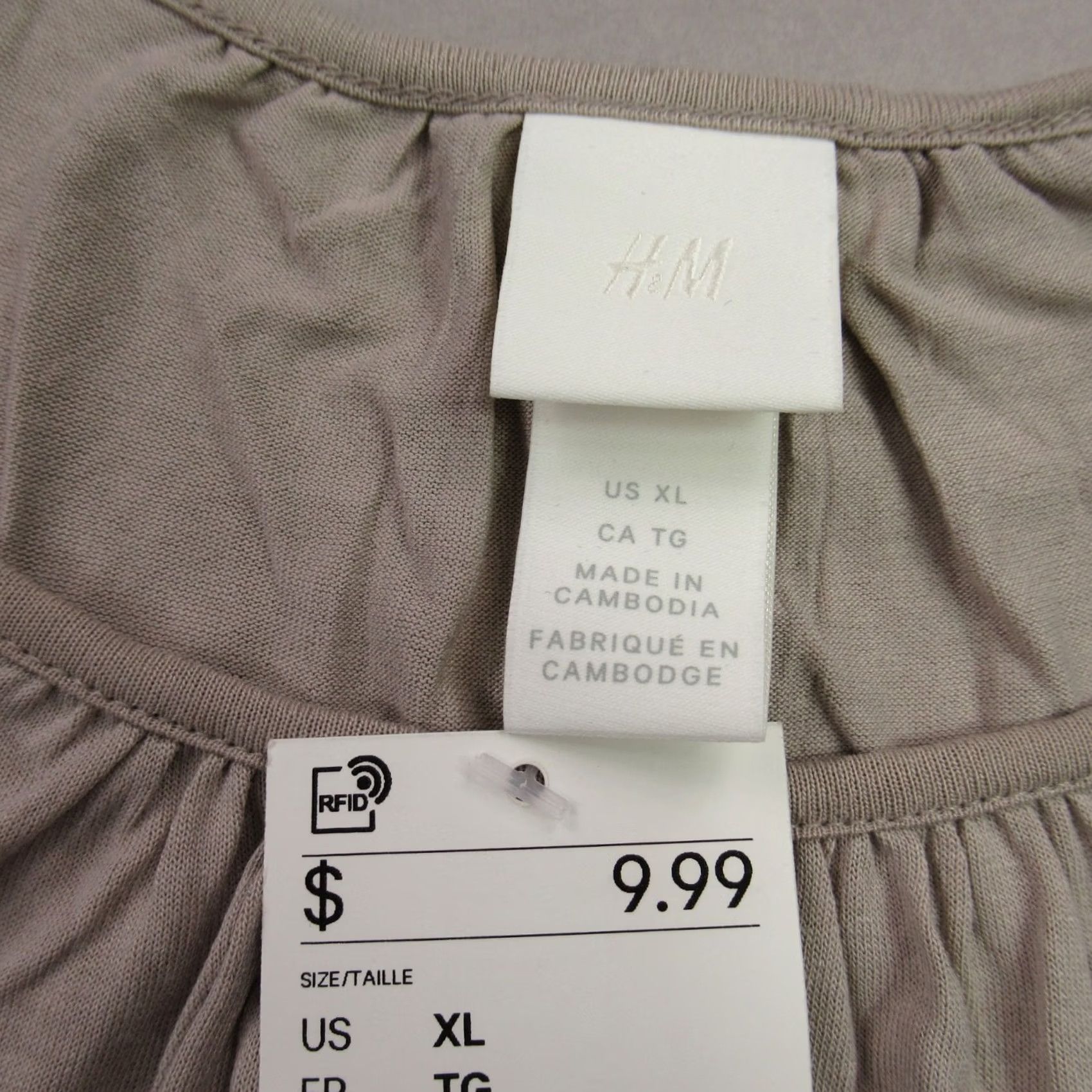 H&M H&M Shirt Womens XL Short Sleeve Crew Neck Pullover Lightweight Beige Top Size XL / US 12-14 / IT 48-50 - 3 Thumbnail