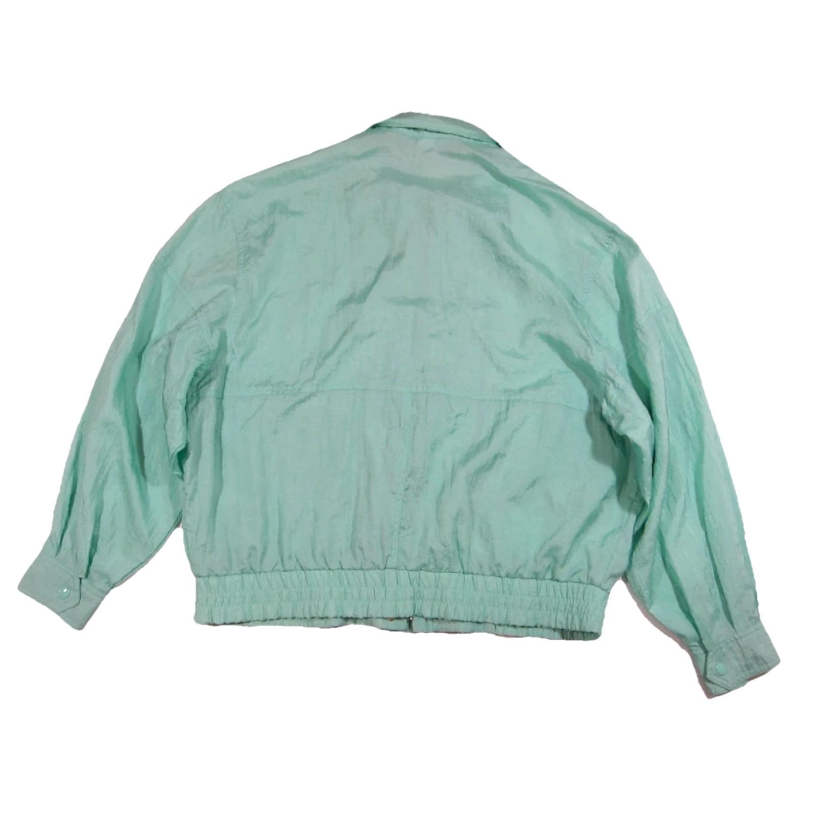 Jantzen Vintage Jantzen Windbreaker Jacket Large Nylon Mint Green Zip Pocket 100% Nylon Pockets Zip Collared Women Size L / US 10 / IT 46 - 2 Thumbnail