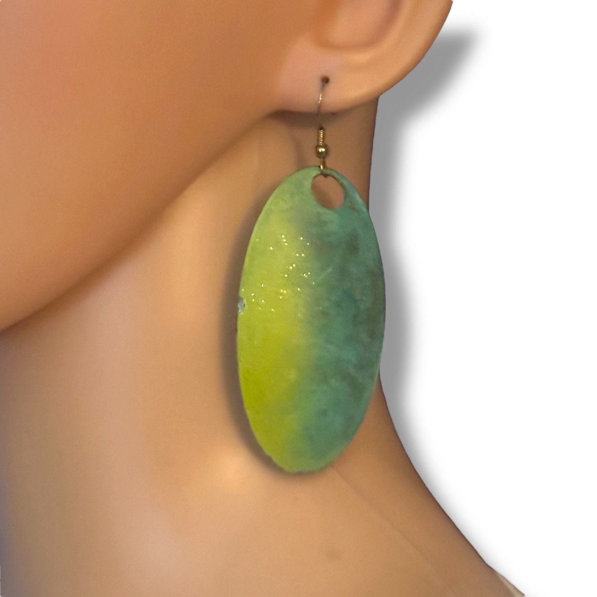 Other Large yellow and turquoise oval dangle earrings Size ONE SIZE - 2 Thumbnail