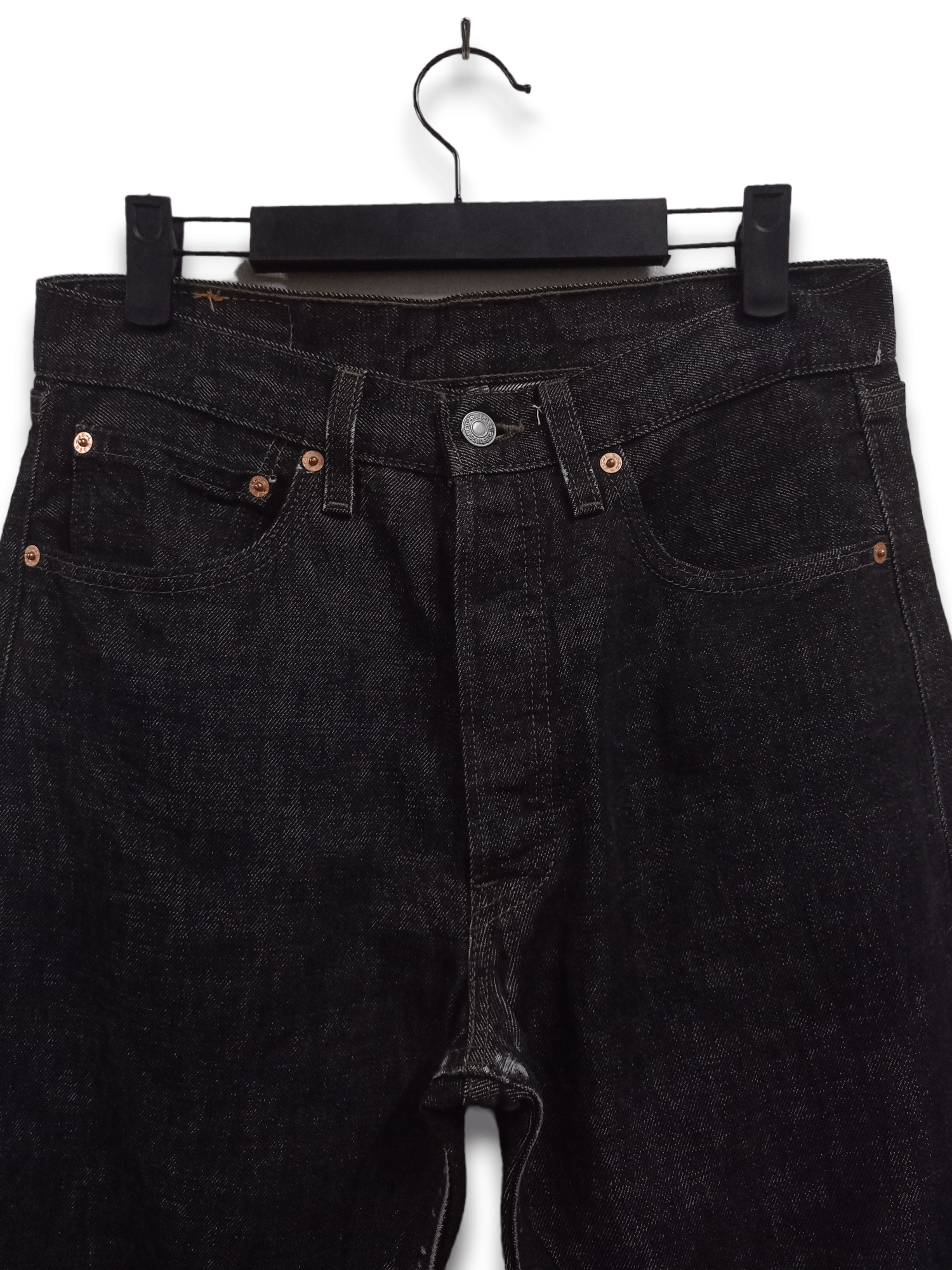 Levi's Vintage 90s LEVIS 501 Black Waxed Denim Loose Jeans 30x28 Size US 30 / EU 46 - 4 Thumbnail
