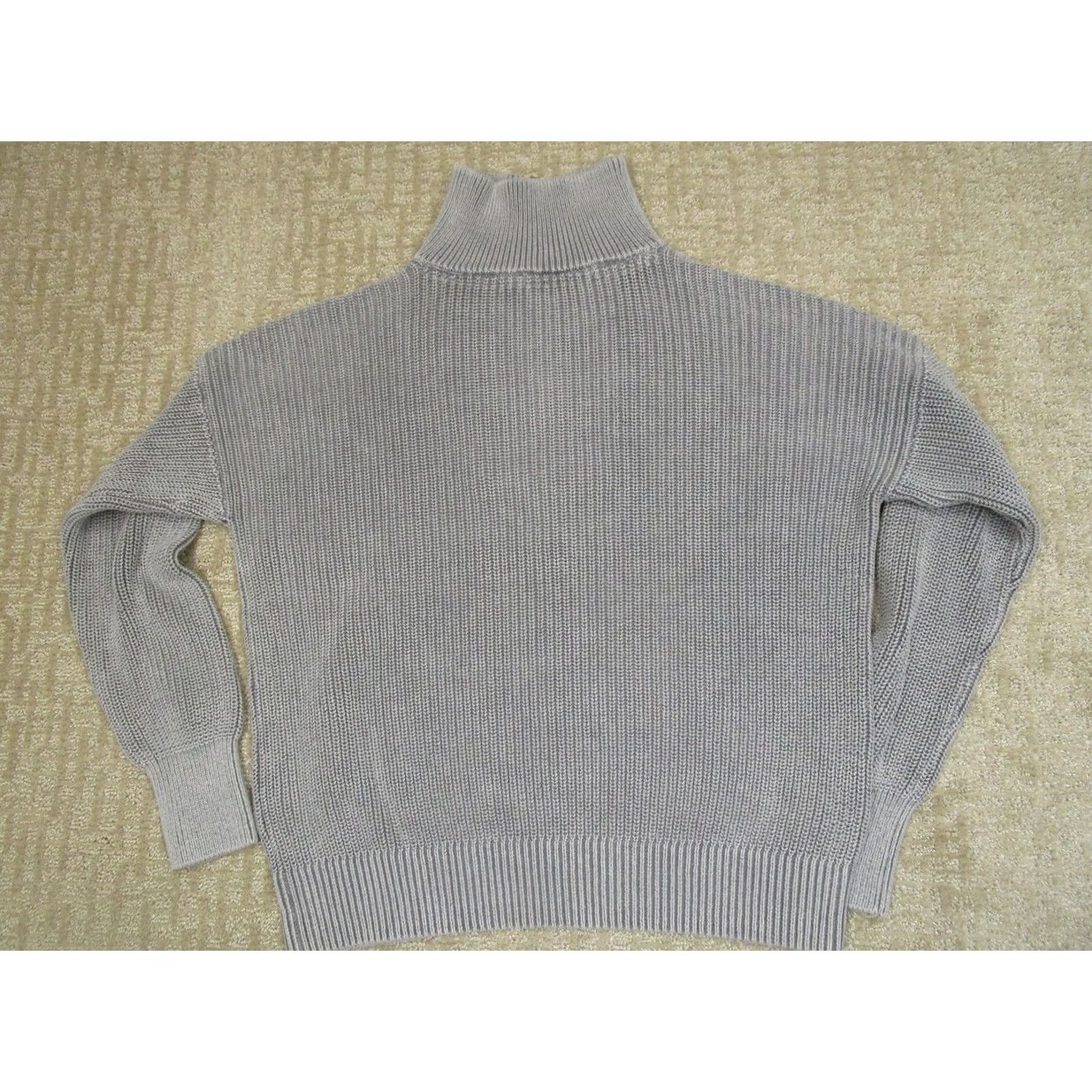 Faherty Faherty Sweater Women M Gray Quarter Zip Mock Neck Organic Cotton Pullover Knit Long Sleeve Raglan Logo Casual Travel 1/4 Zip Fall Winter Modern Size M / US 6-8 / IT 42-44 - 3 Thumbnail