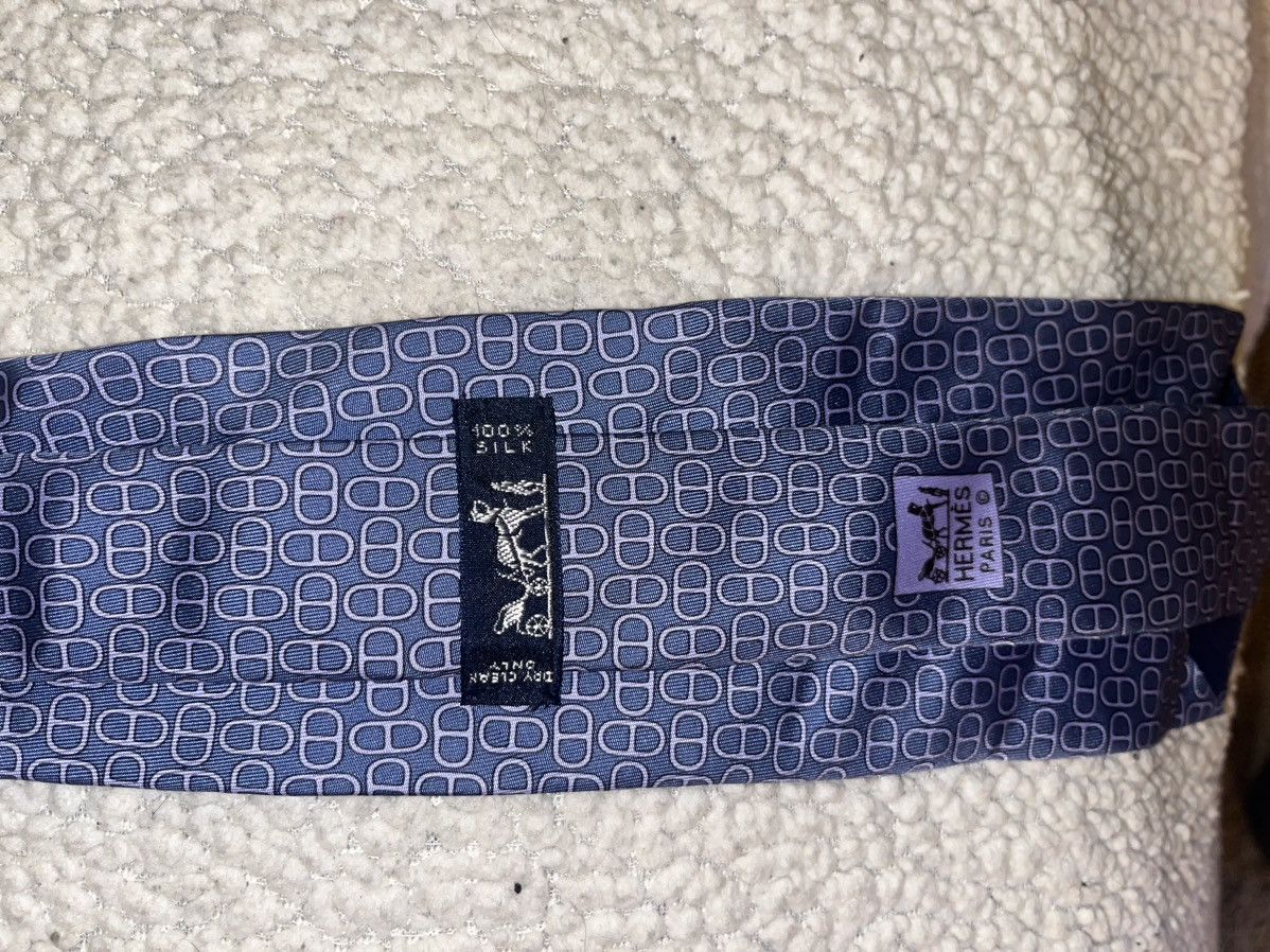 Hermes Hermes 100% Silk Men Light Blue Geometric Tie (Vintage) Rare Size ONE SIZE - 4 Thumbnail