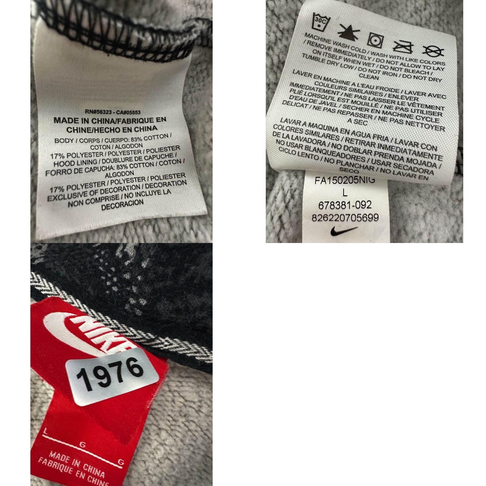 Nike VINTAGE Nike Hoodie Sweatshirt Womens Large Snakeskin Print Charcoal Gray Full Zip Gym Size L / US 10 / IT 46 - 9 Thumbnail