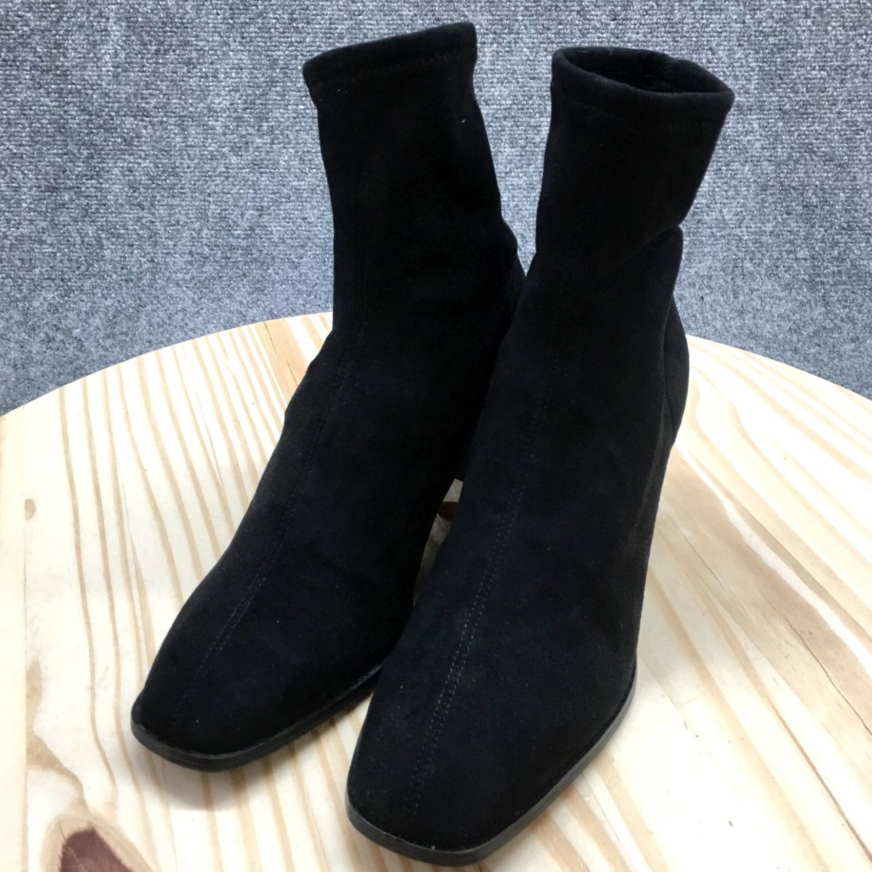 H&M H&M Boots Womens 40 Casual Pull On Ankle Sock Bootie Black Fabric Block Heels Size US 9 / IT 39 - 4 Thumbnail