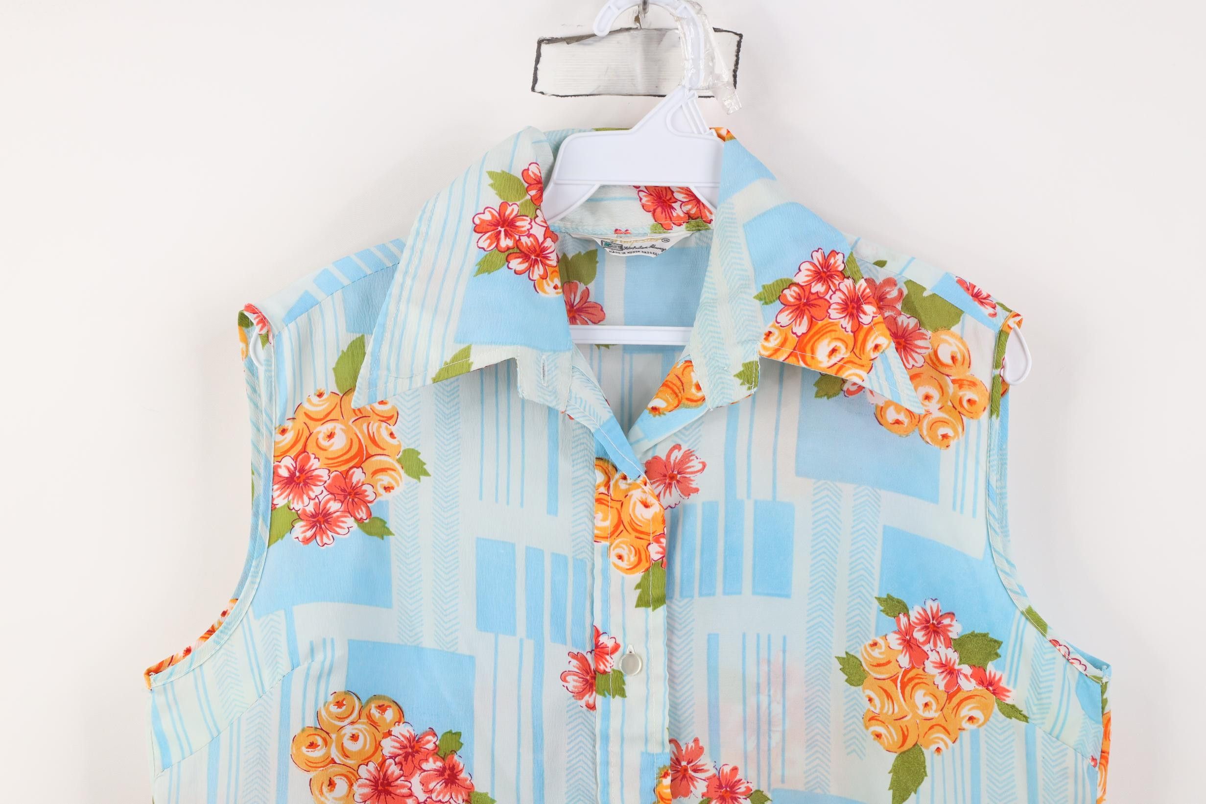 Vintage Vintage 70s Mid Century Modern MCM Sleeveless Collared Shirt Size XS / US 0-2 / IT 36-38 - 2 Thumbnail