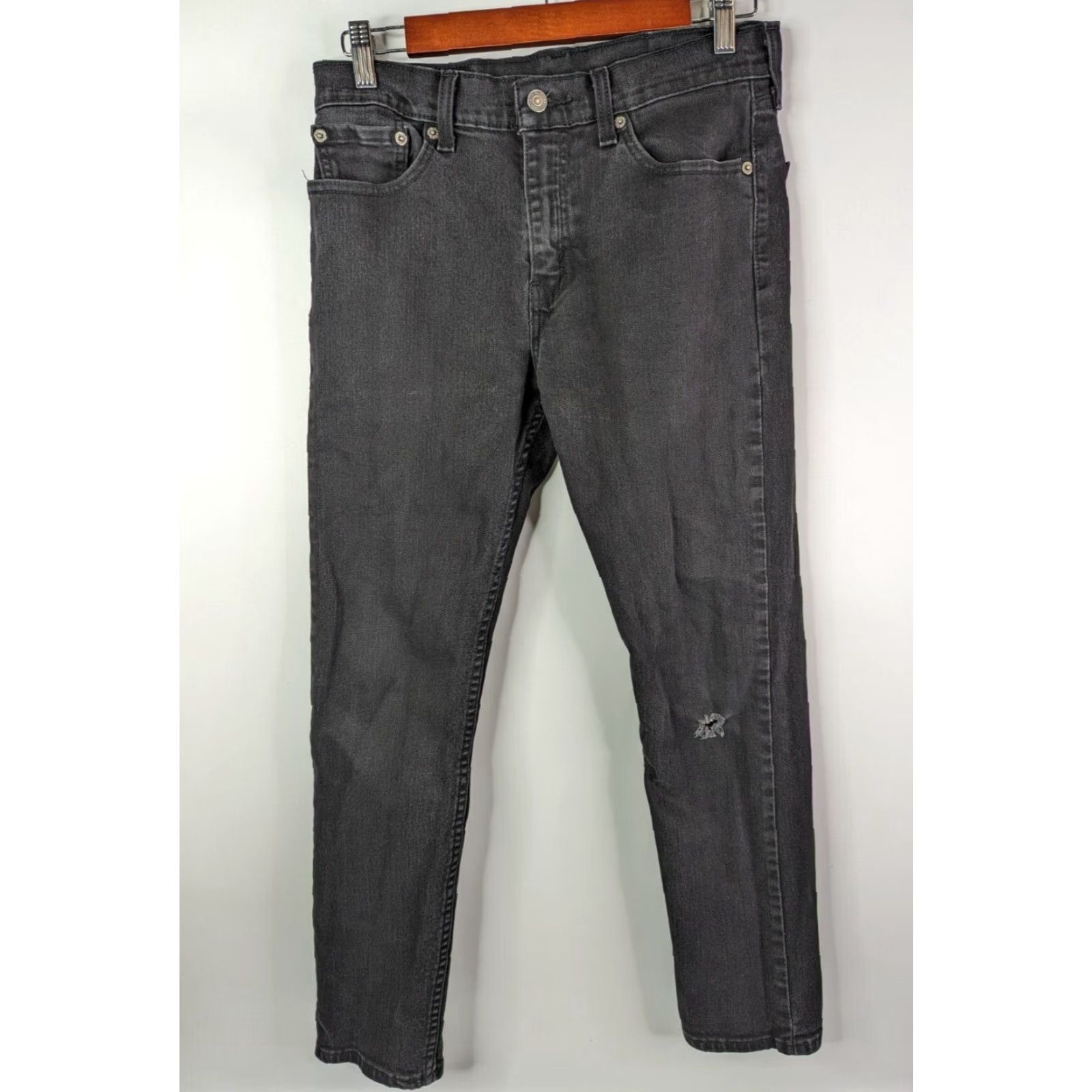 Levi's Levi's Jeans Mens 30X30 Black Tapered 502 Distressed Wash Regular Fit Denim 5-Pocket Belt Loops Zipper Button Size US 30 / EU 46 - 2 Thumbnail