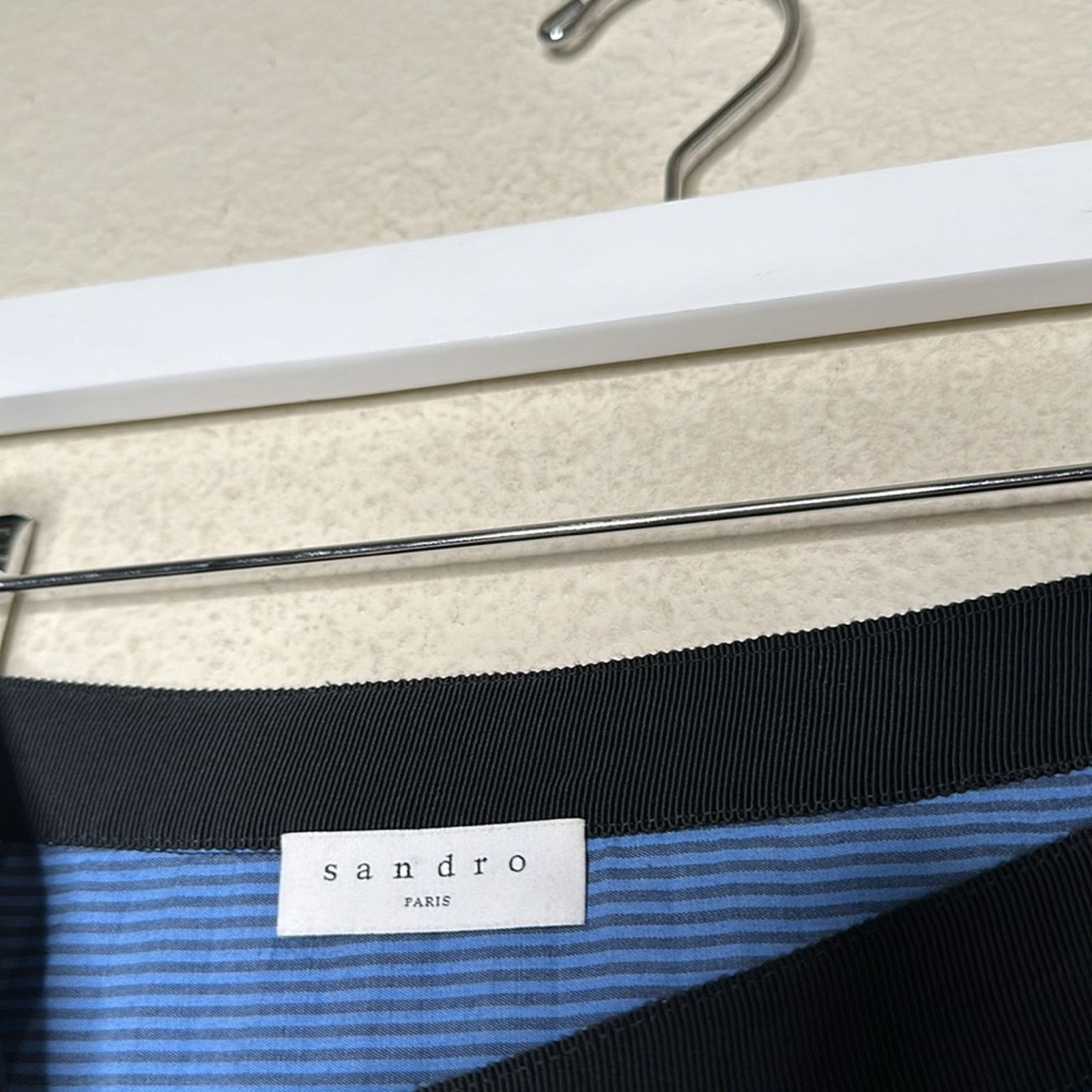 Sandro Sandro Striped Broadcloth Chiffon Wrap Skirt Blue Sz 3 US L Size 28" / US 6 / IT 42 - 10 Thumbnail