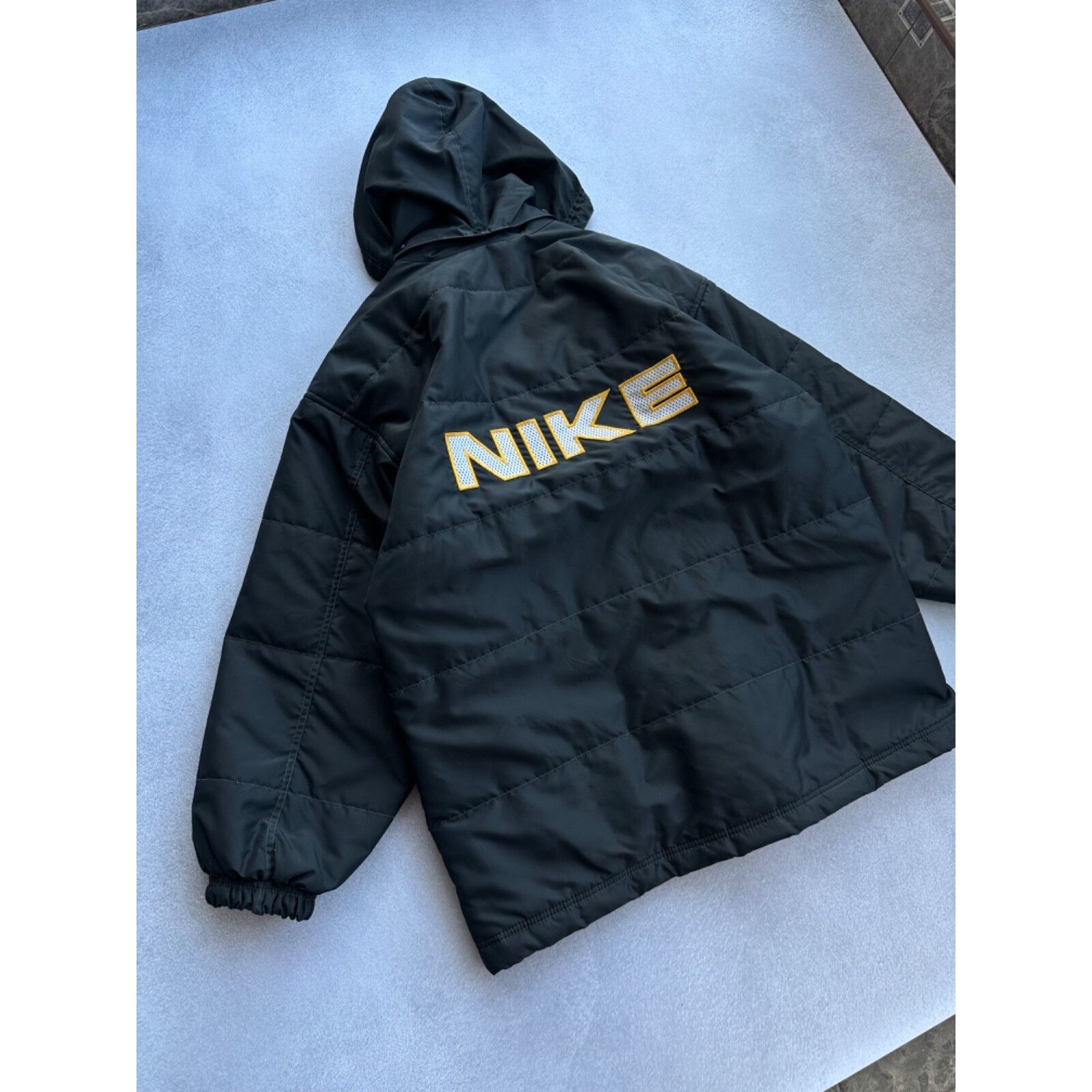 Nike VTG Nike Big Logo Hooded Puffer Jacket Size US XL / EU 56 / 4 - 2 Thumbnail